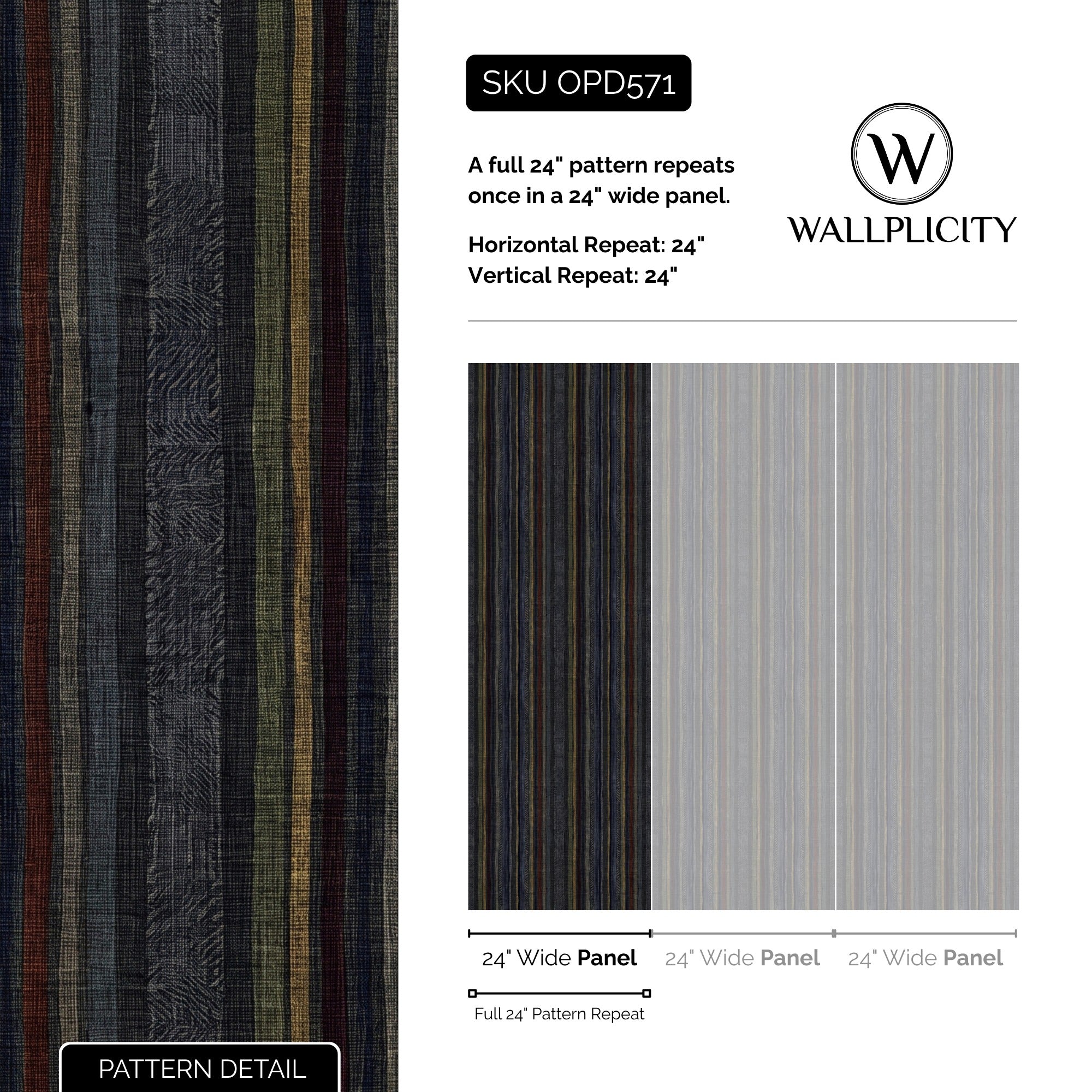 Harvest Stripe wallpaper pattern detail and repeat size