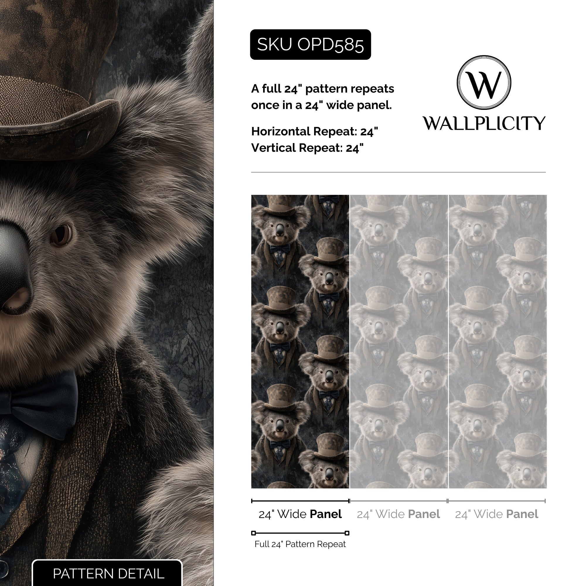 The Professor wallpaper pattern detail and repeat size