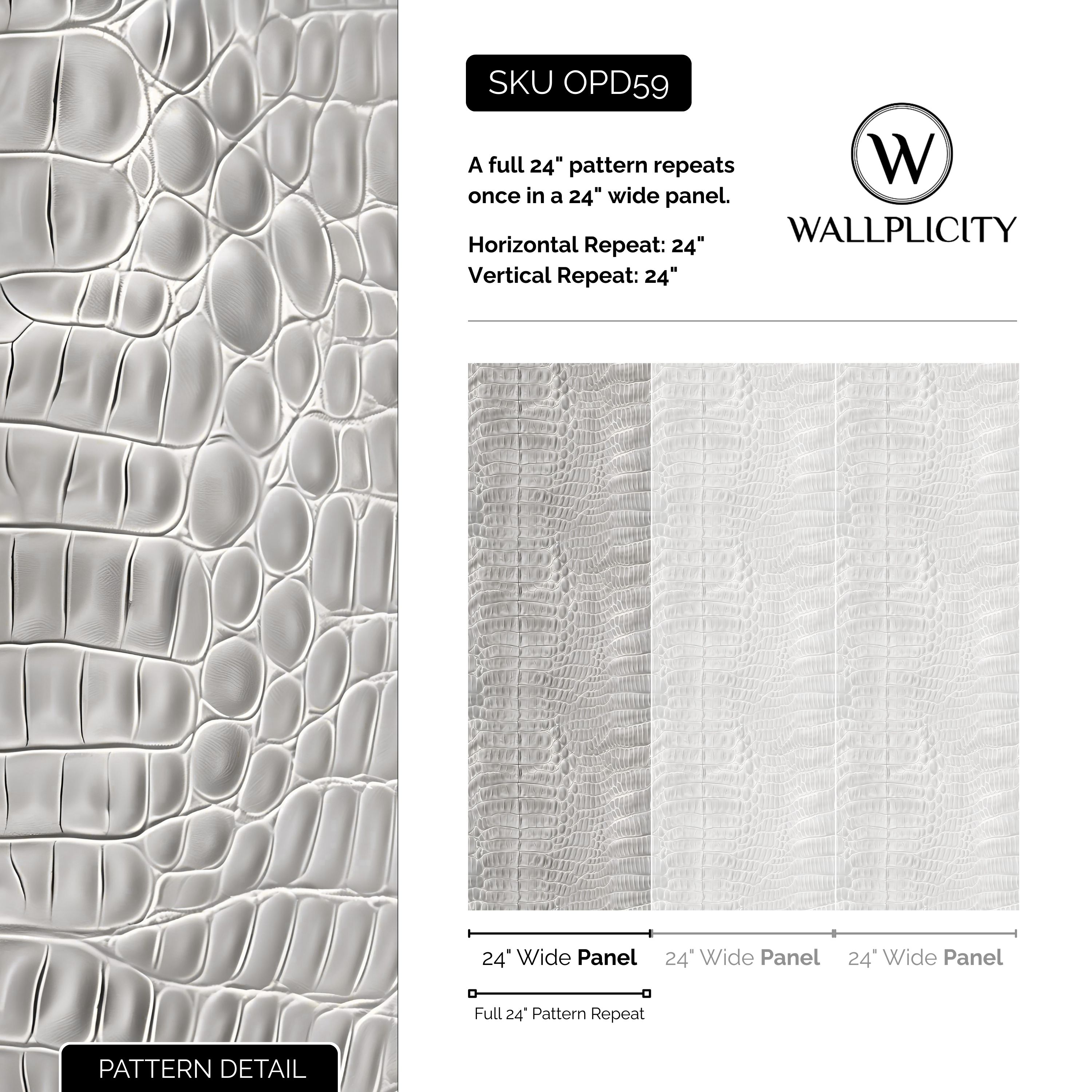 Croc Rock wallpaper pattern detail and repeat size