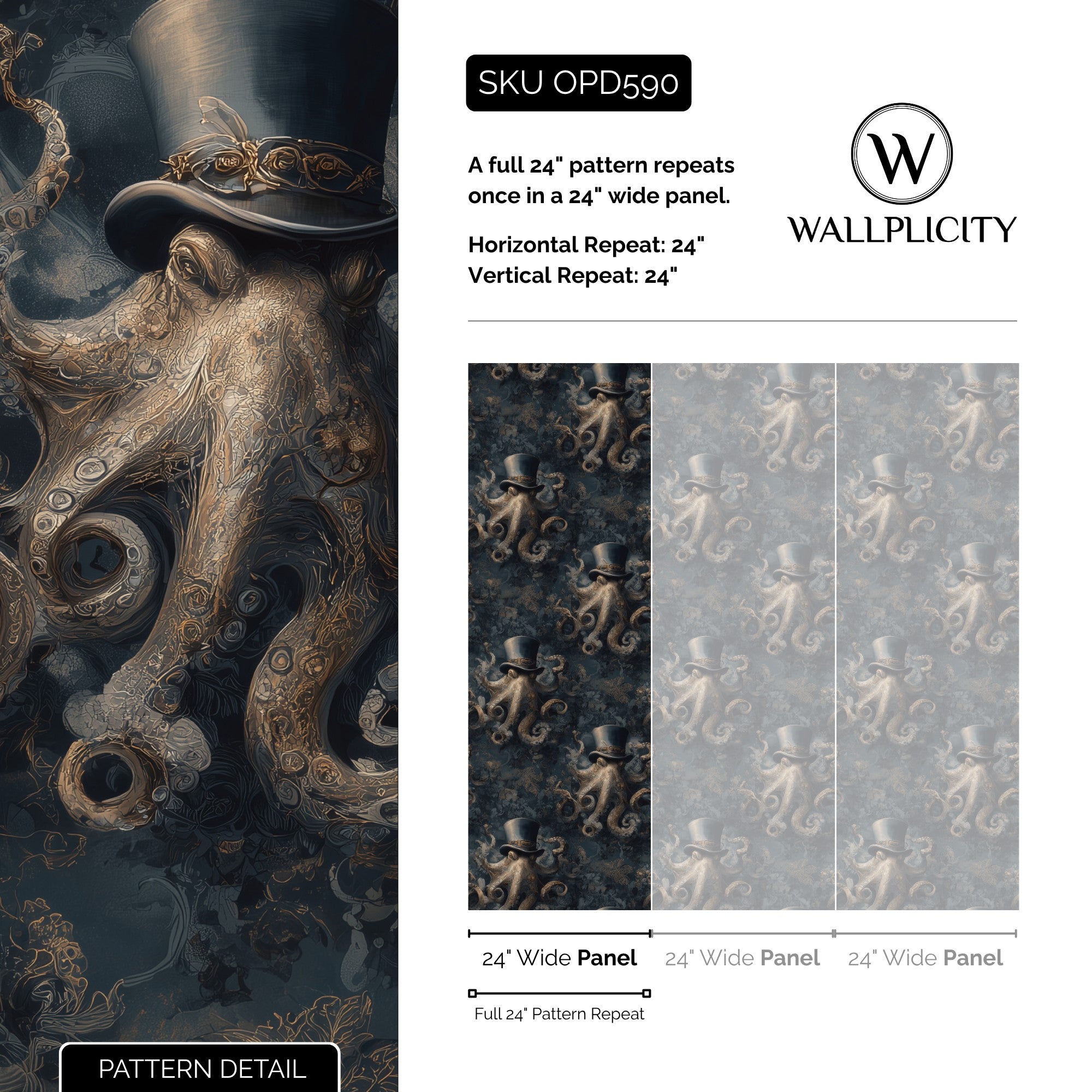 The Navigator wallpaper pattern detail and repeat size