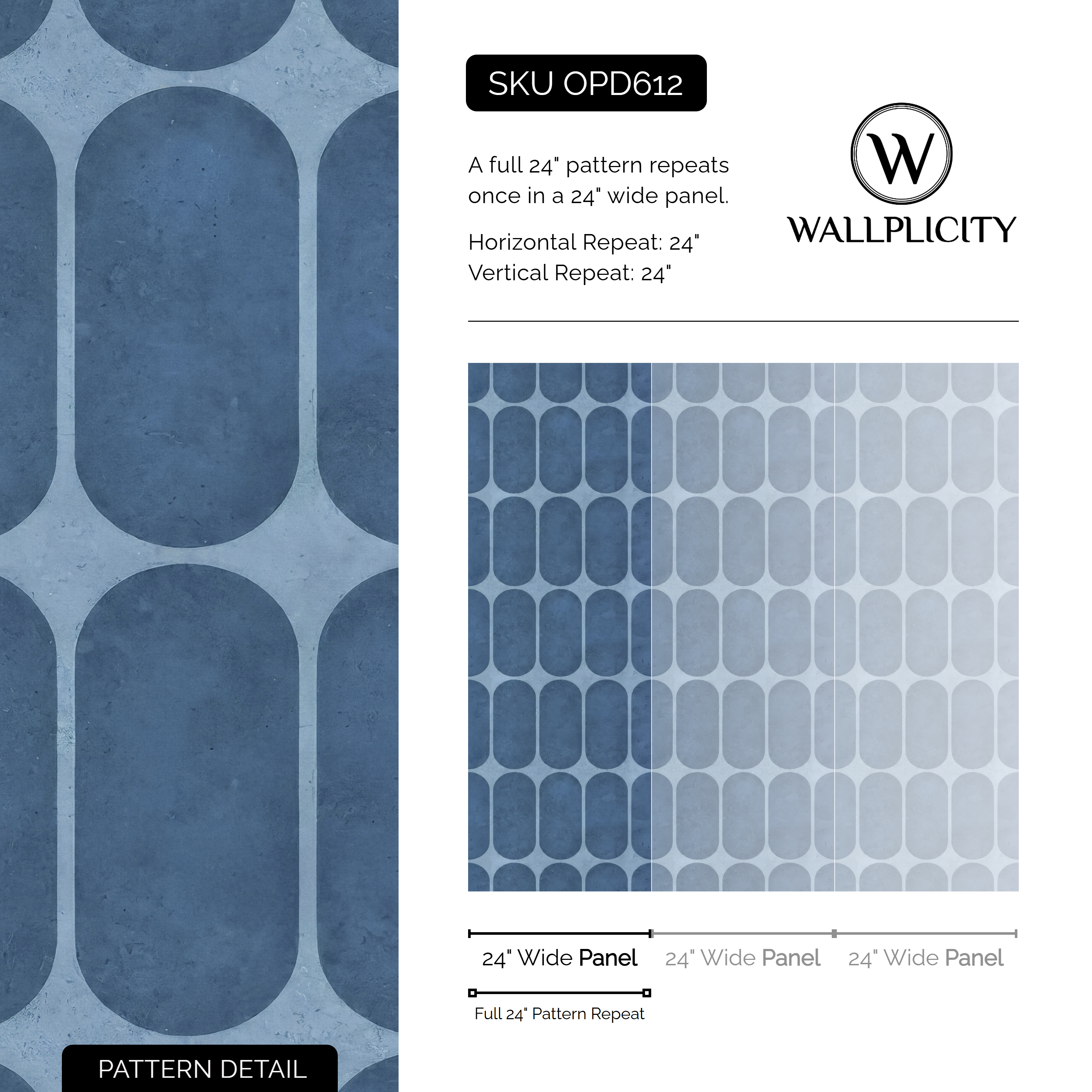 Slate Arcade wallpaper pattern detail and repeat size
