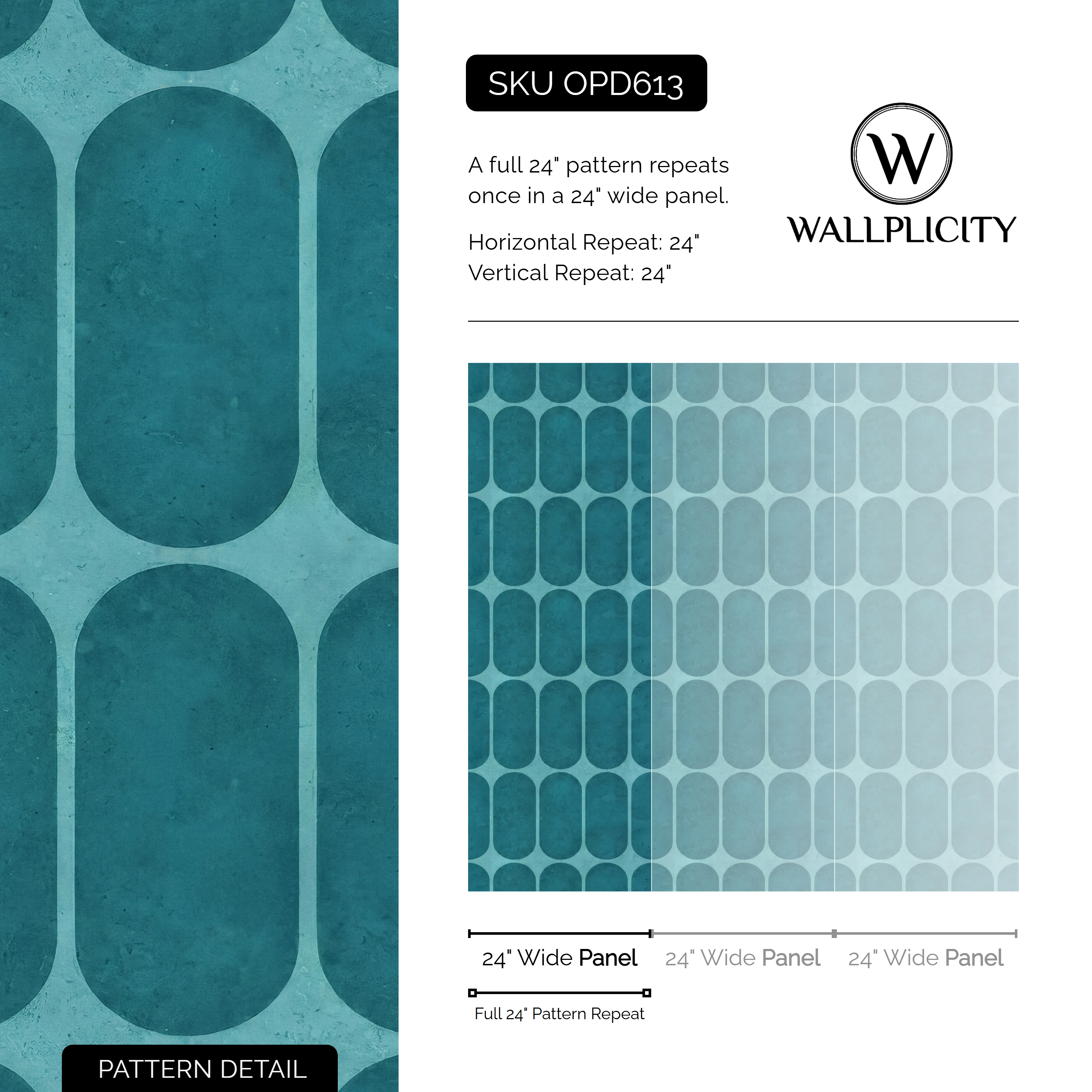Lagoon Arcade wallpaper pattern detail and repeat size