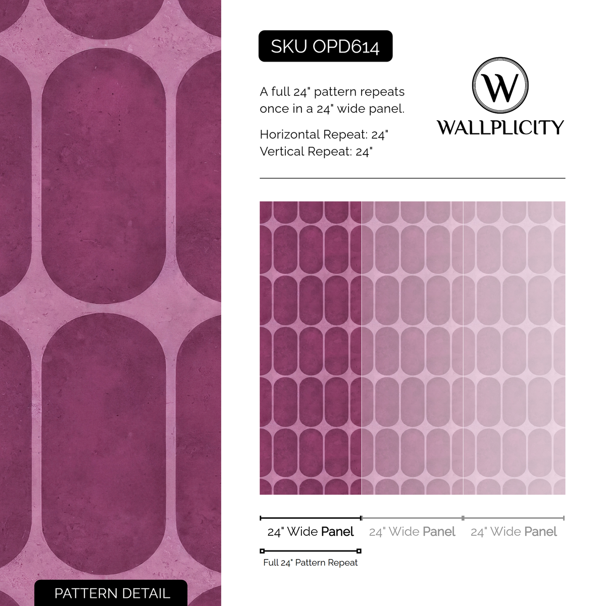 Orchid Arcade wallpaper pattern detail and repeat size