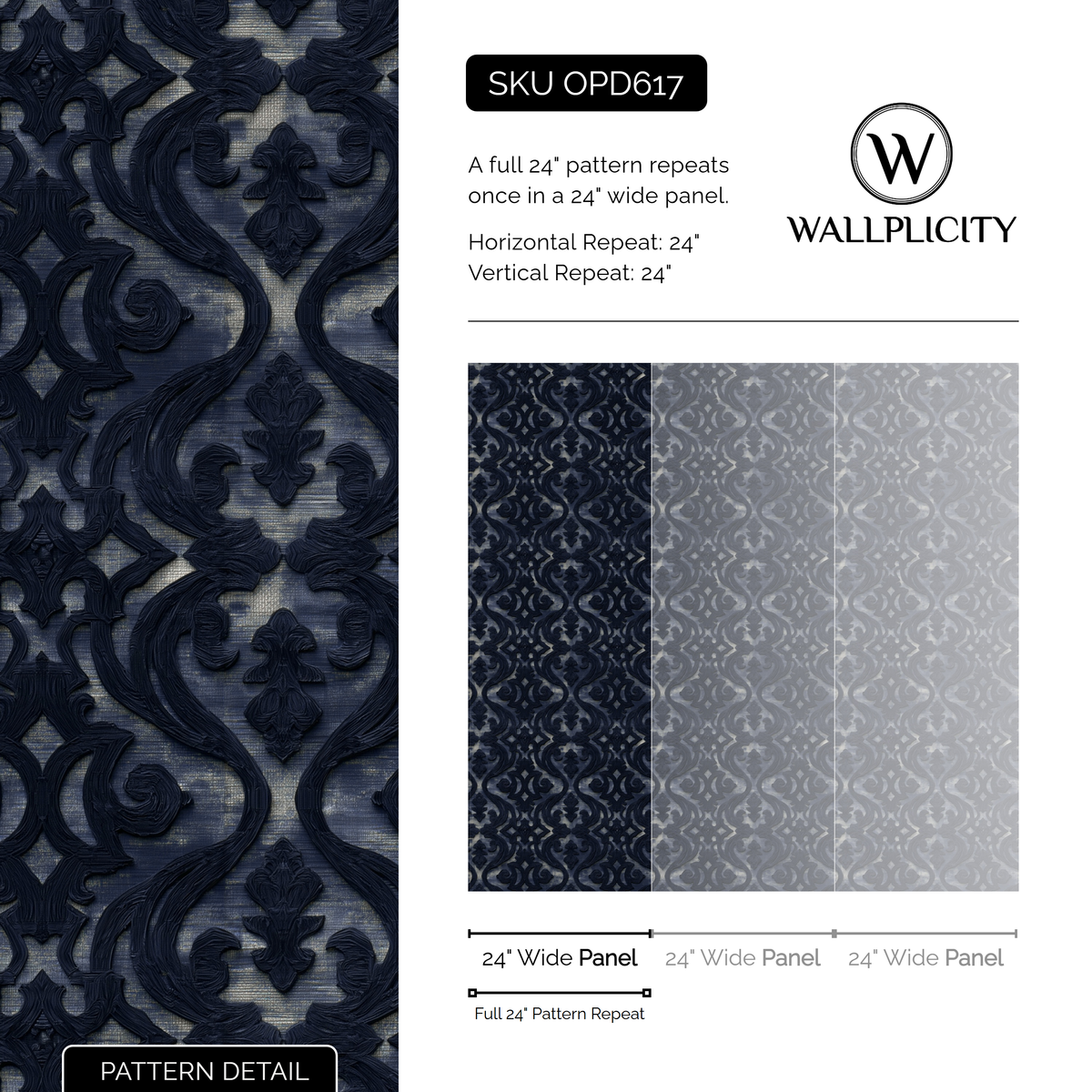 Ink Scroll wallpaper pattern detail and repeat size