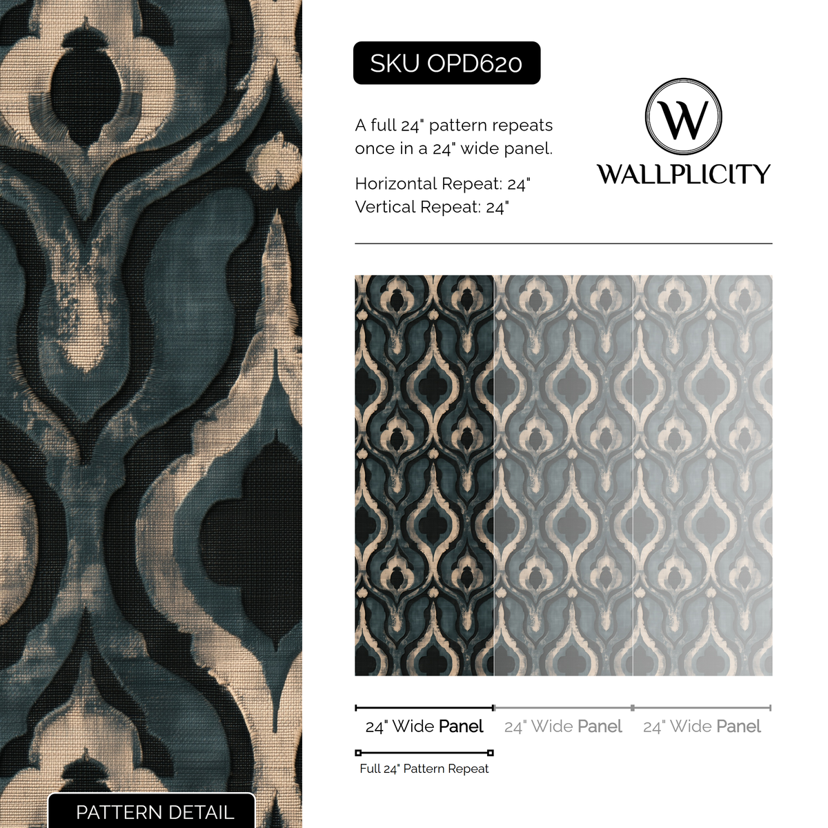 Harbor Lantern wallpaper pattern detail and repeat size