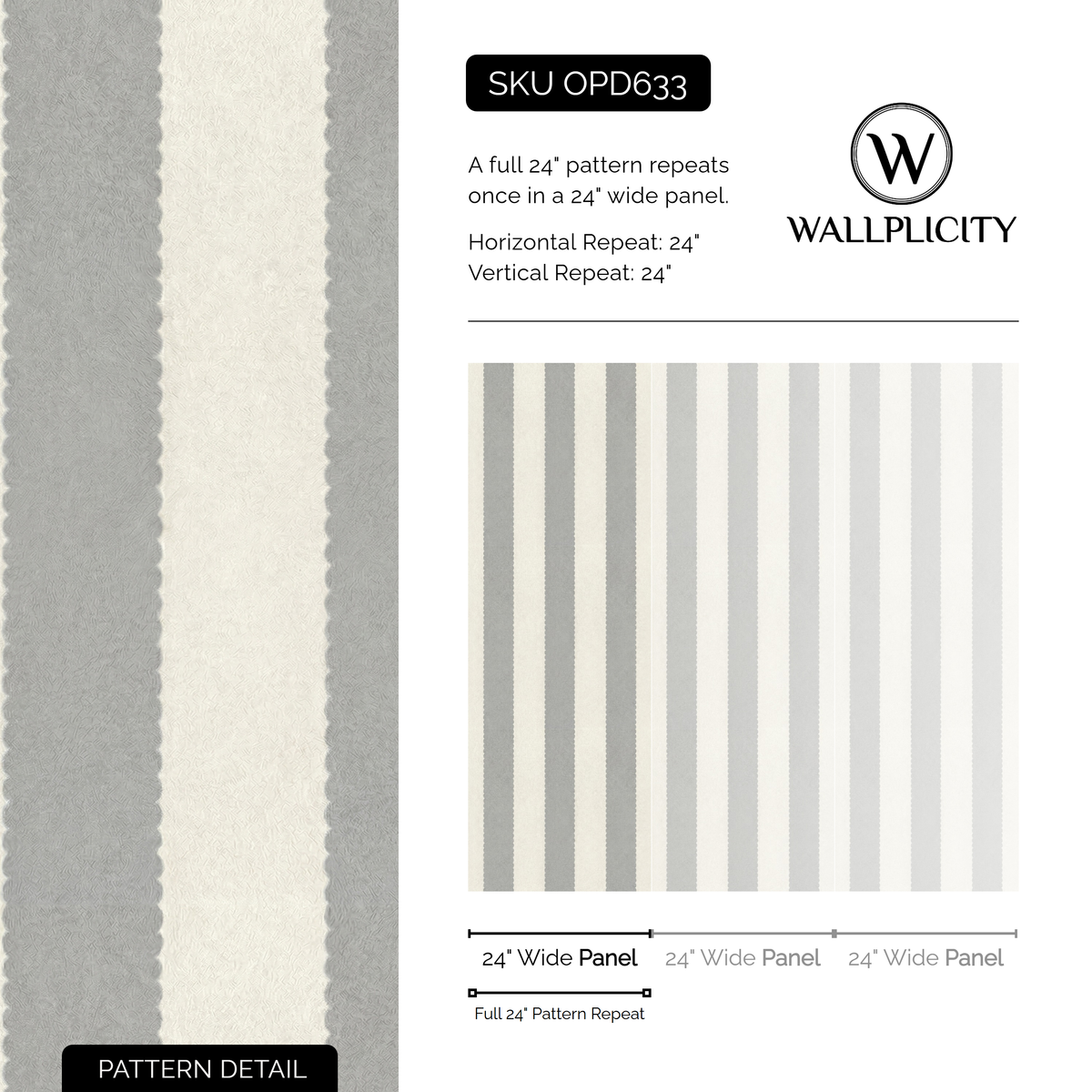 Dove Ribbon wallpaper pattern detail and repeat size