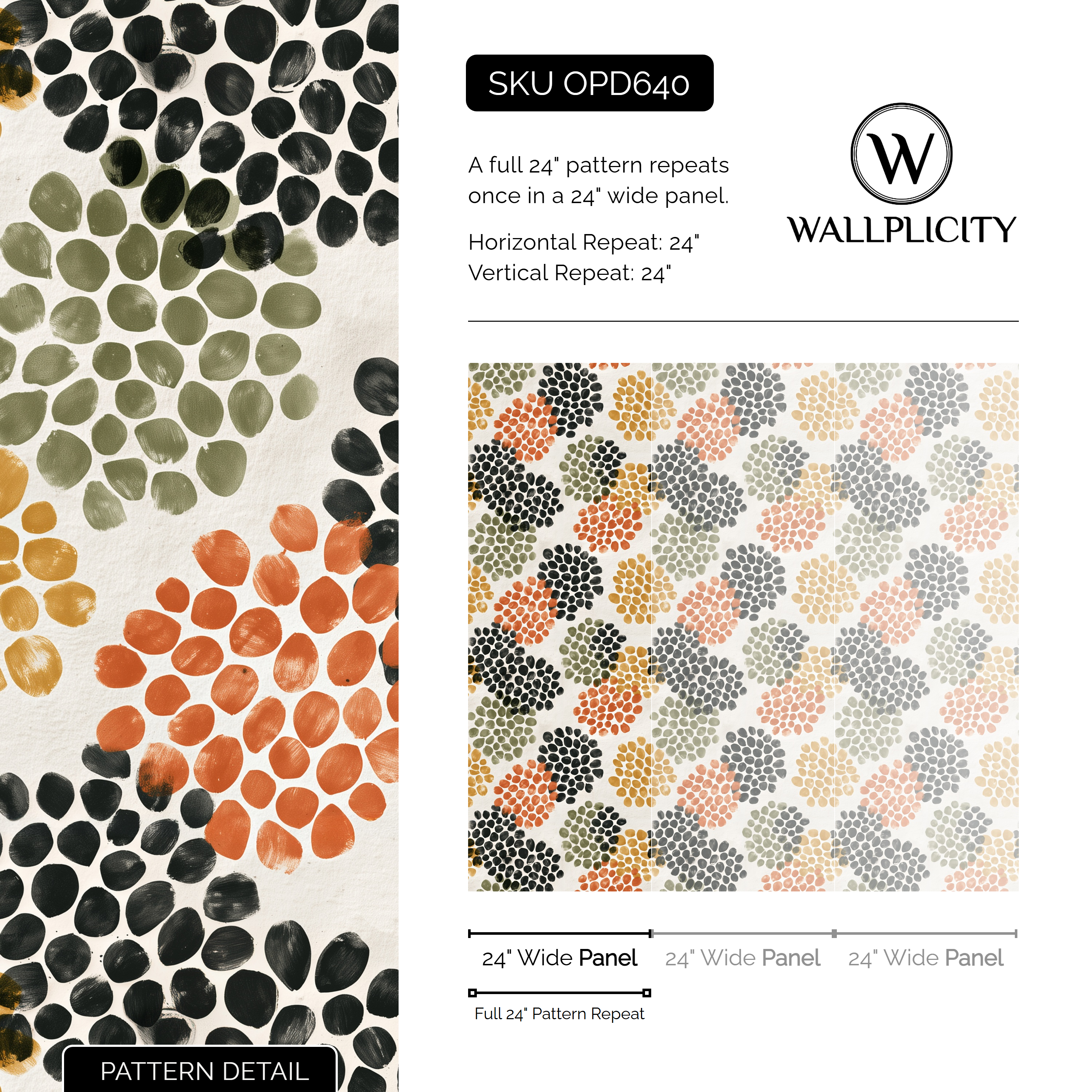 Seedpod wallpaper pattern detail and repeat size