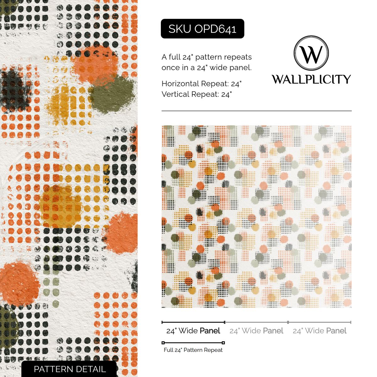 Confetti Grid wallpaper pattern detail and repeat size