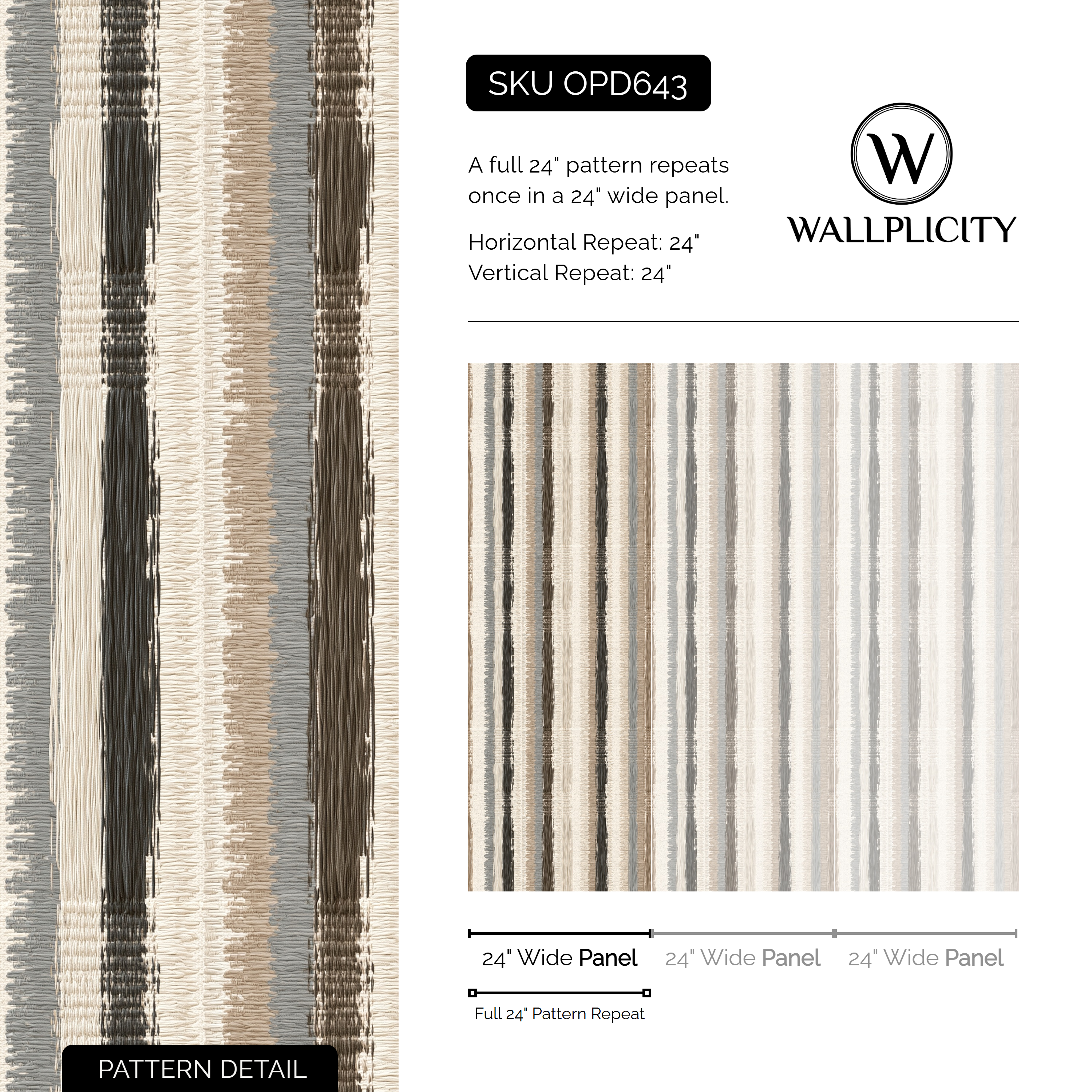 Homespun Stripe wallpaper pattern detail and repeat size
