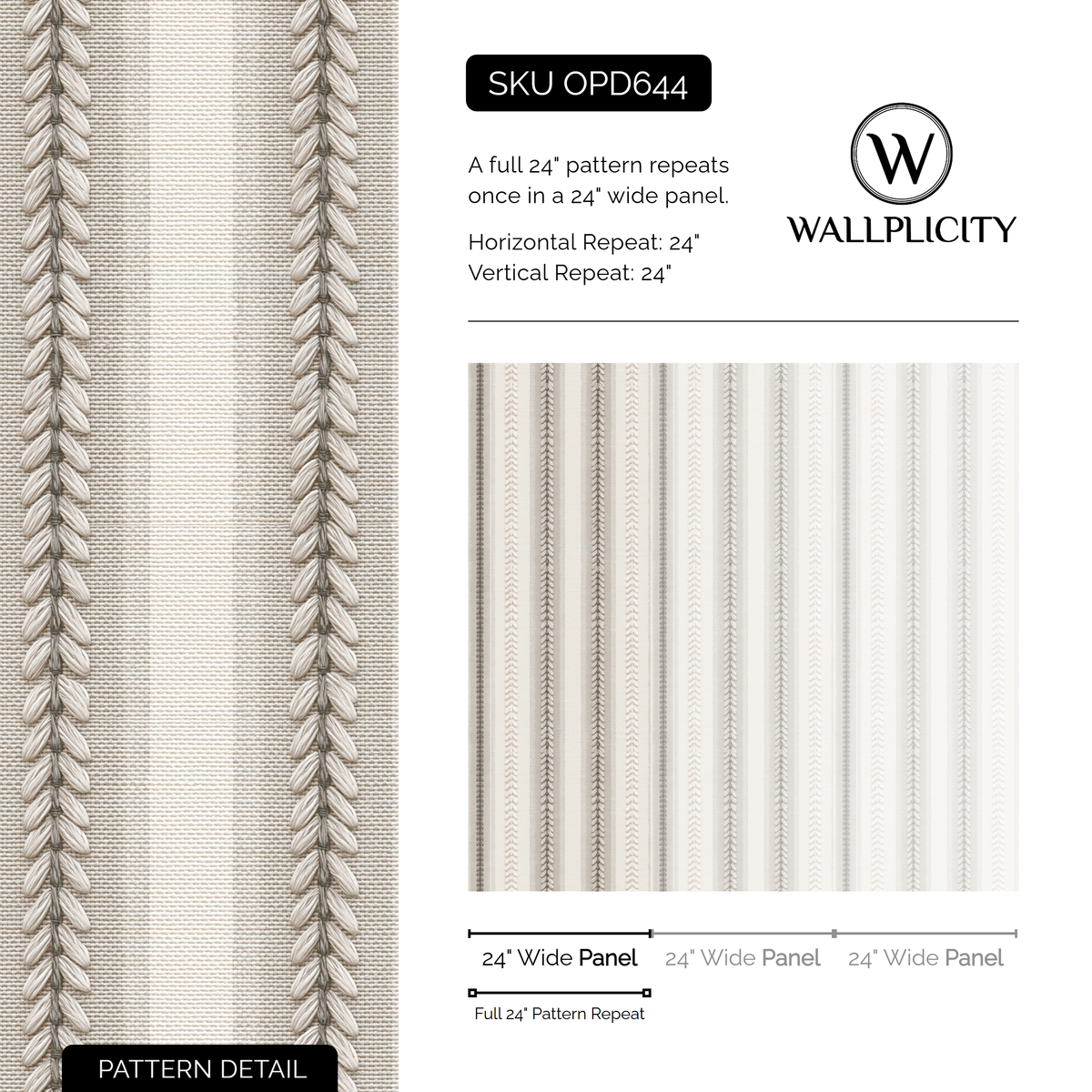 Wheatstitch wallpaper pattern detail and repeat size