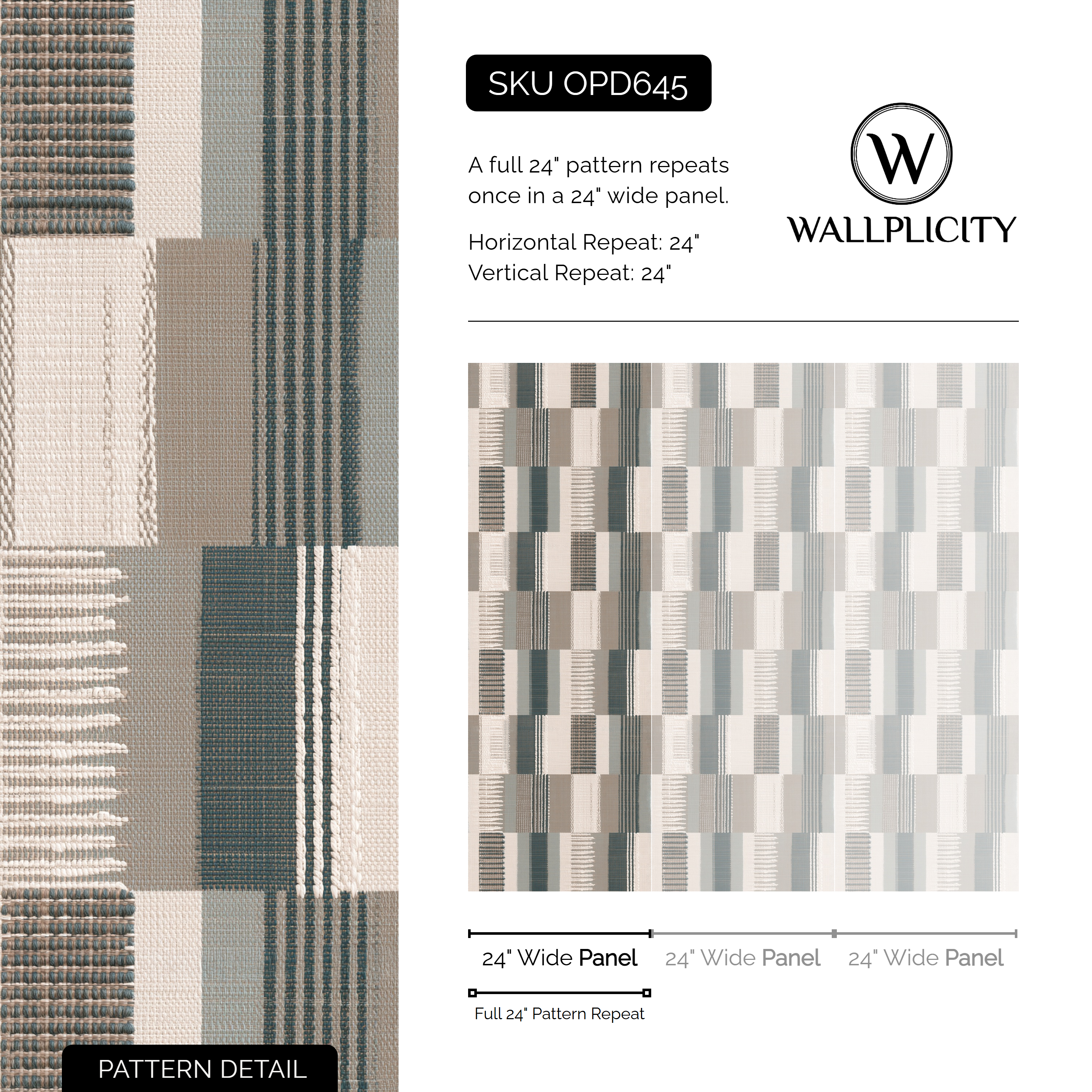 Patchwork Cove wallpaper pattern detail and repeat size