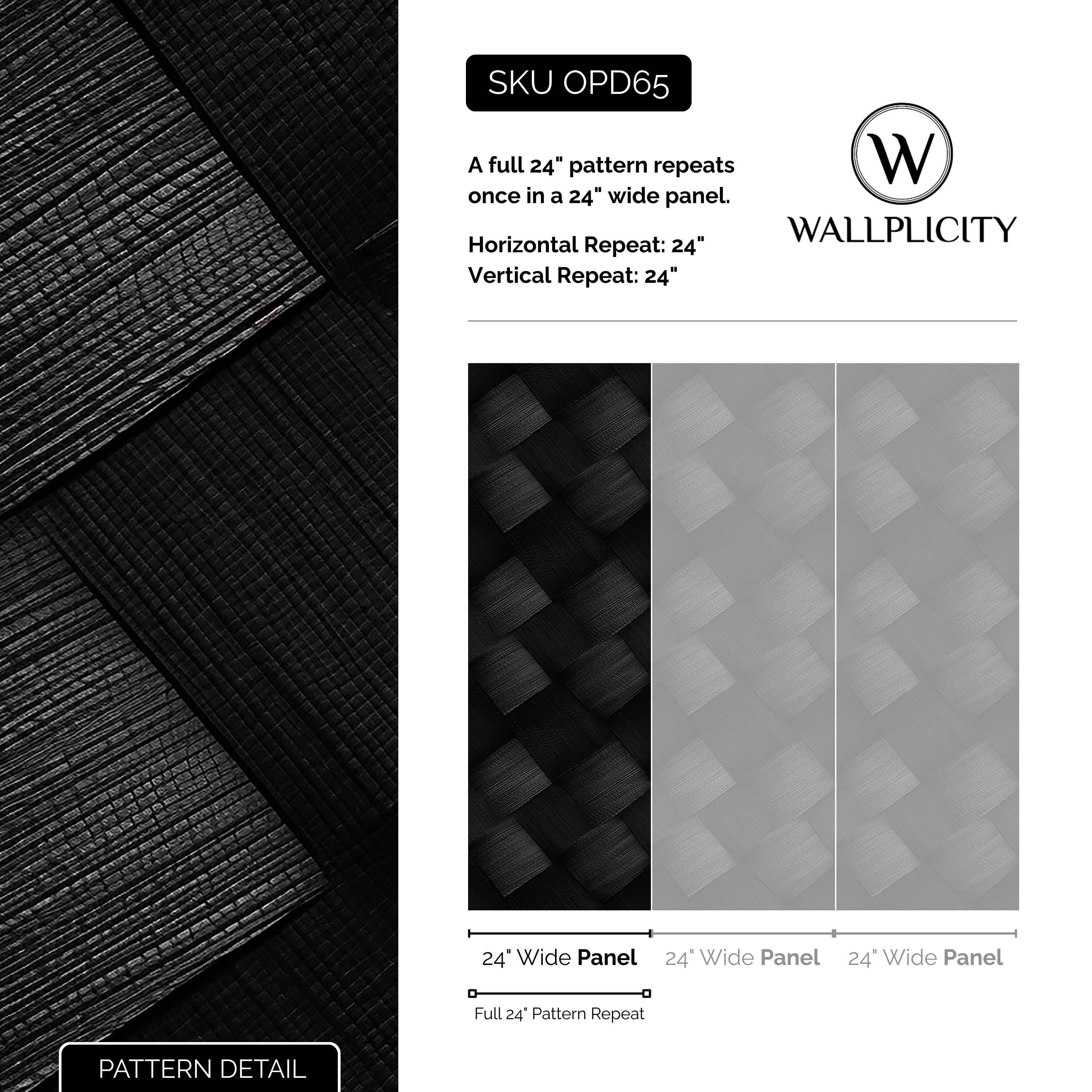 Onyx Weave wallpaper pattern detail and repeat size