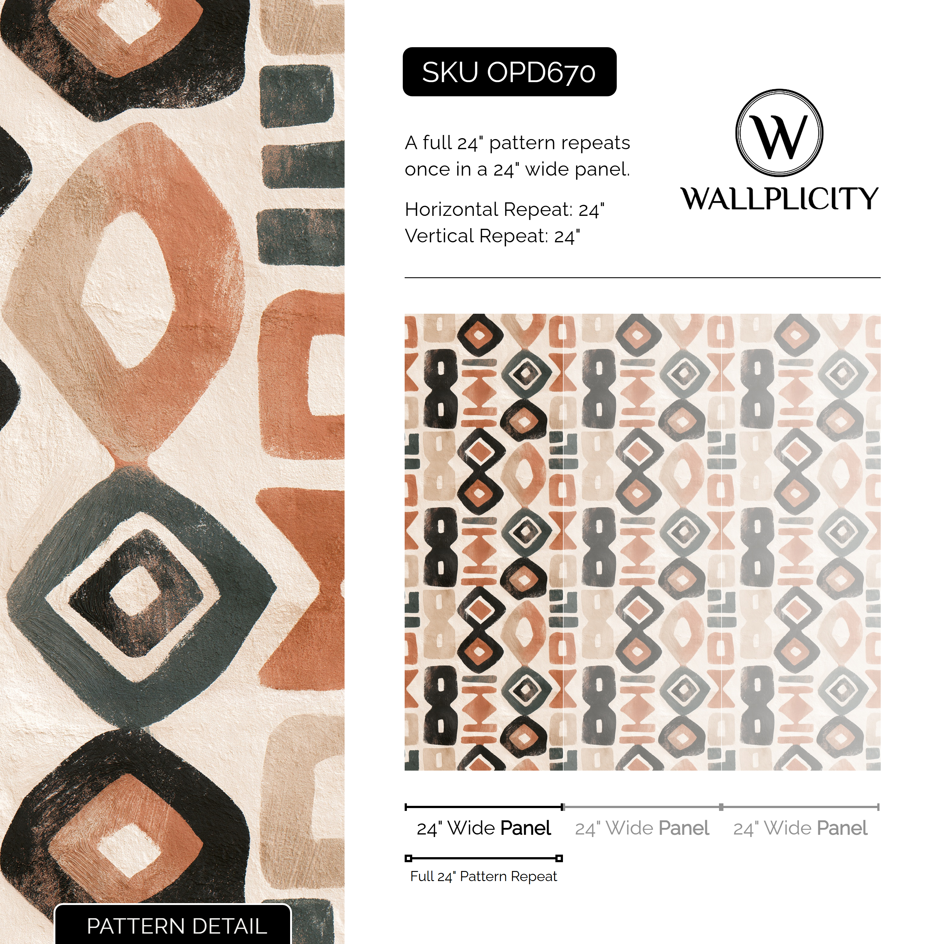 Talisman wallpaper pattern detail and repeat size