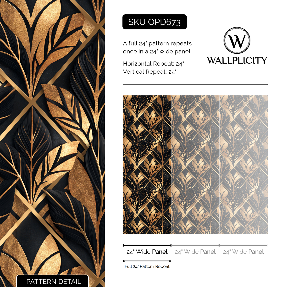 Onyx Marquee wallpaper pattern detail and repeat size