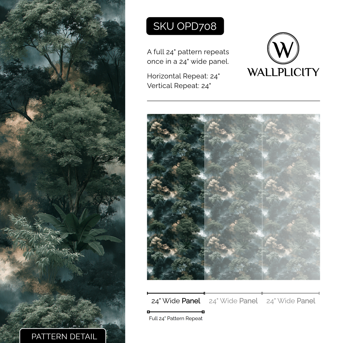 Cloud Forest wallpaper pattern detail and repeat size