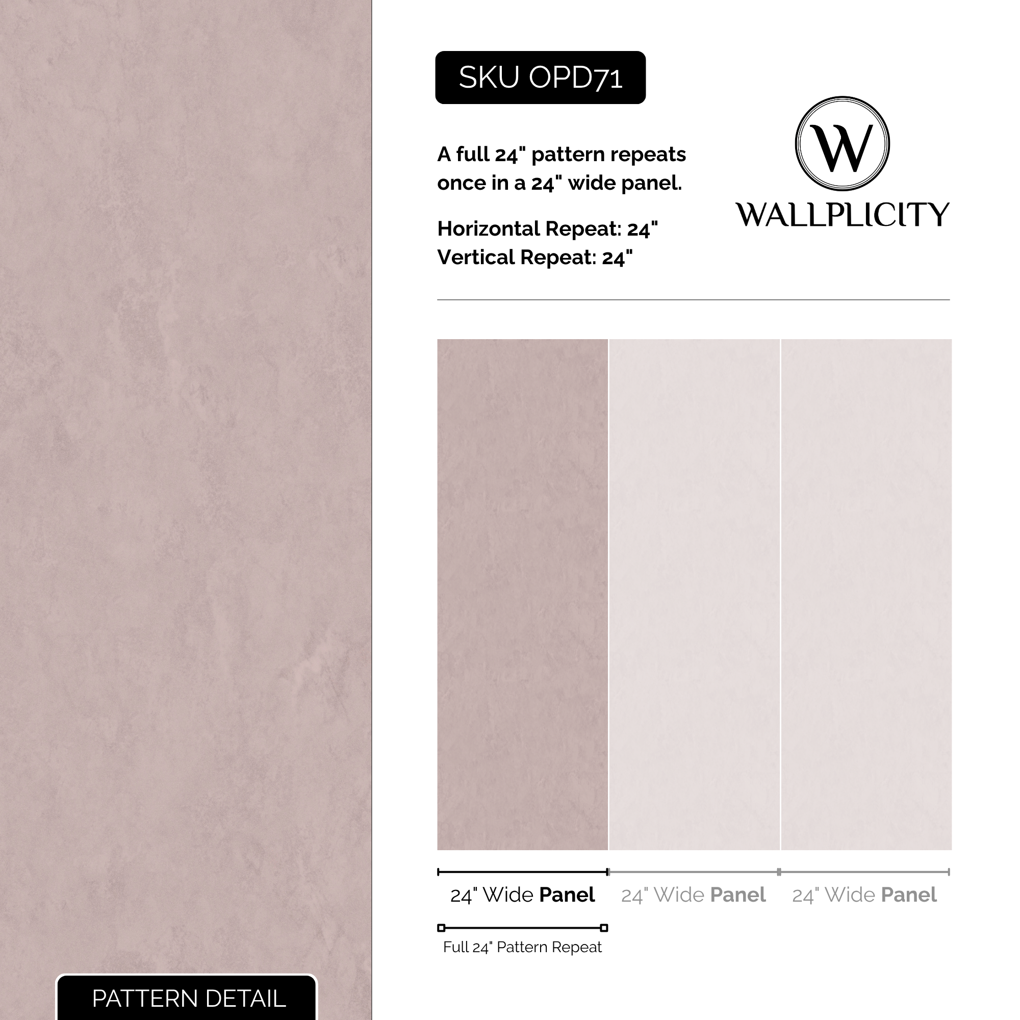 Blush Fresco wallpaper pattern detail and repeat size