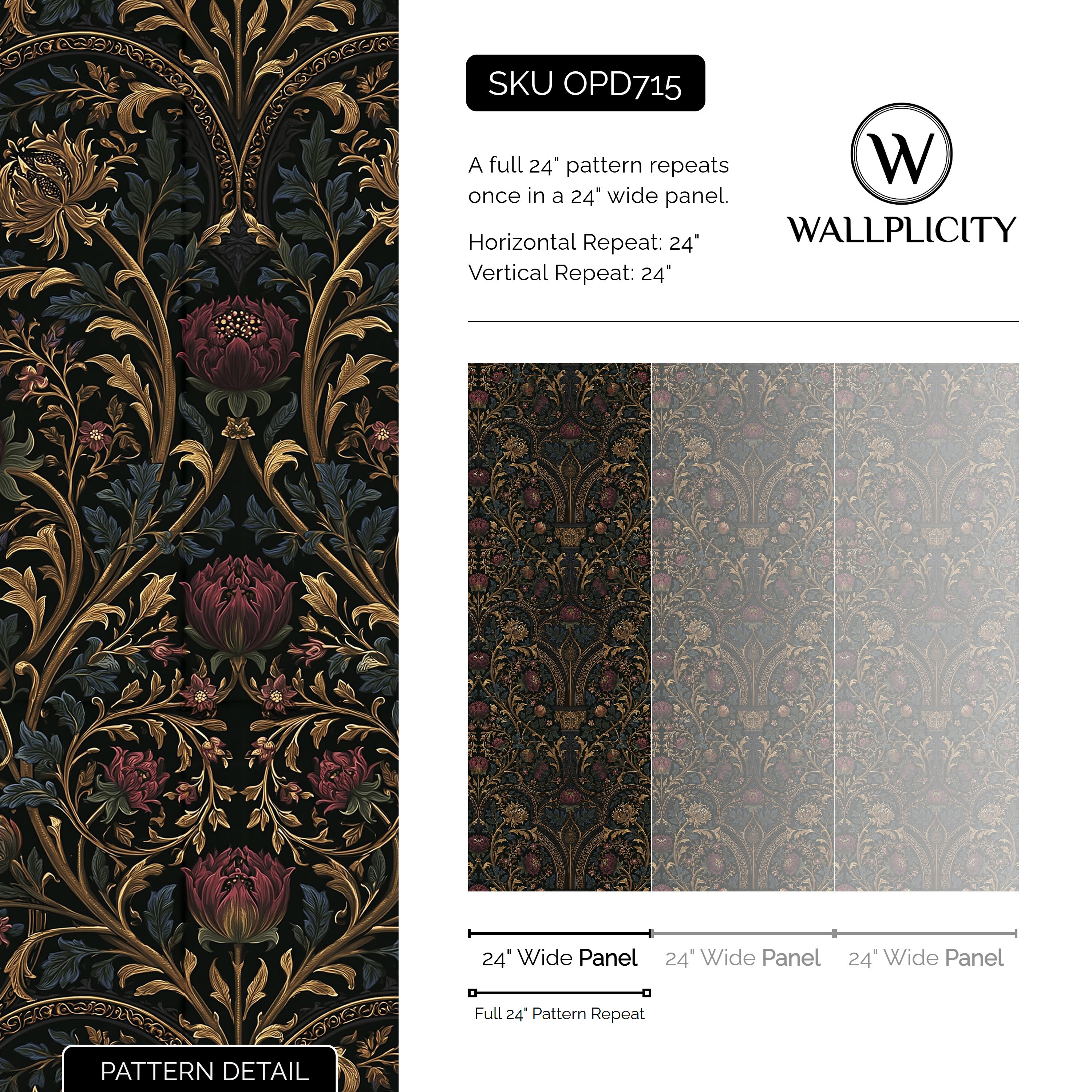 Cloister Vault wallpaper pattern detail and repeat size