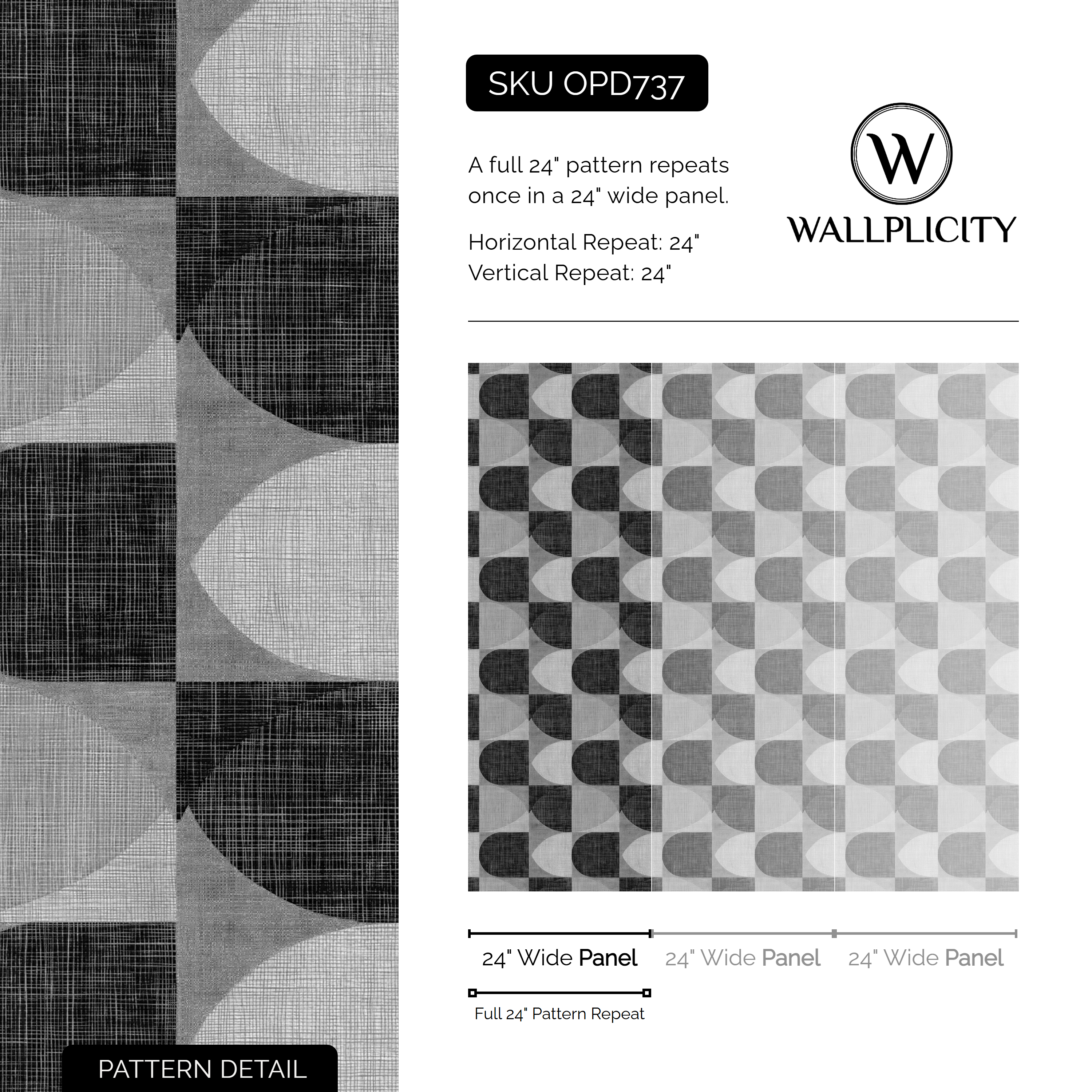 Domino Arc wallpaper pattern detail and repeat size