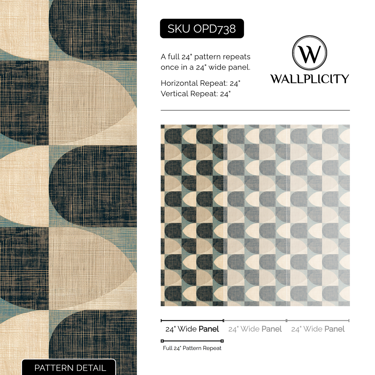 Tidewater Arc wallpaper pattern detail and repeat size