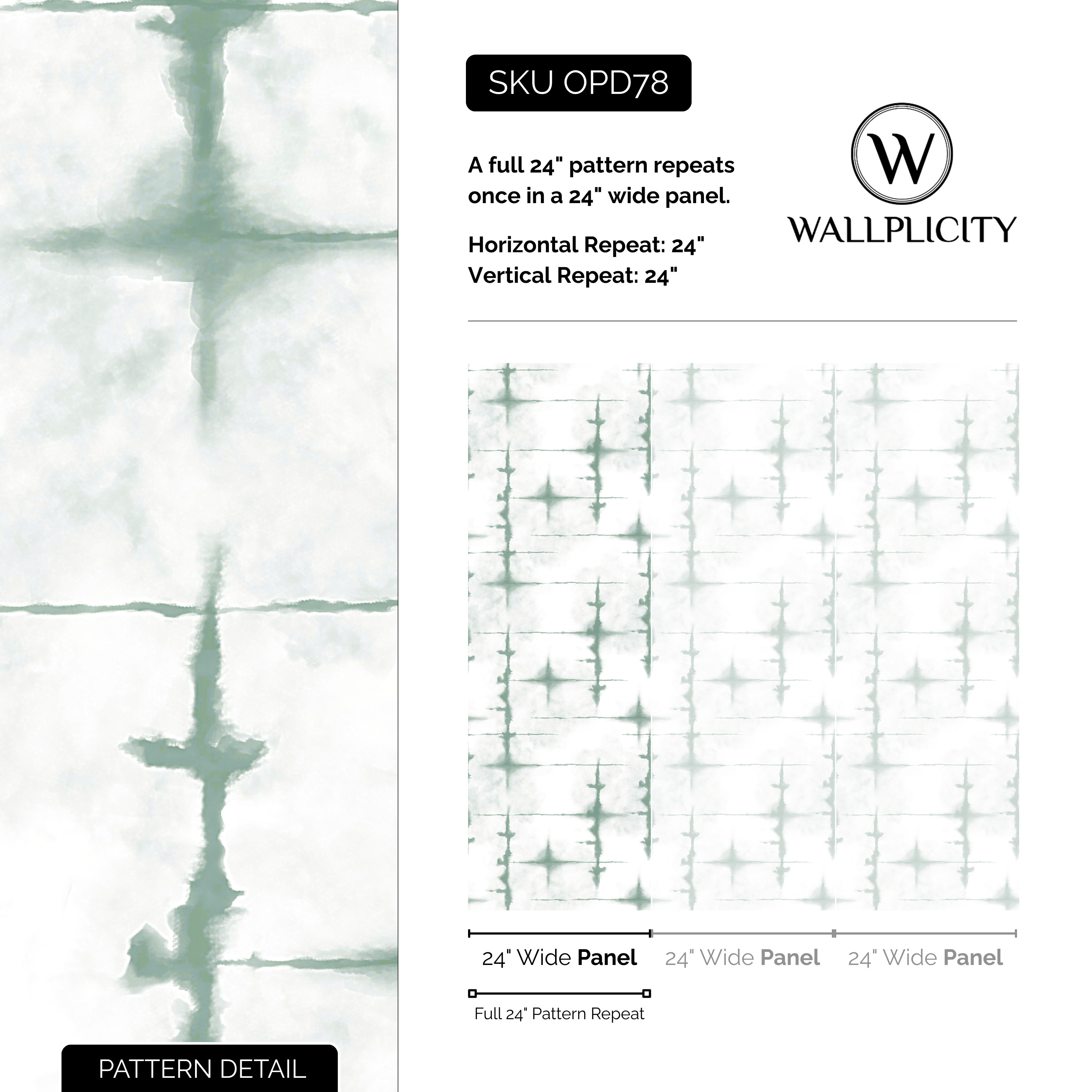 Julep Swirl wallpaper pattern detail and repeat size