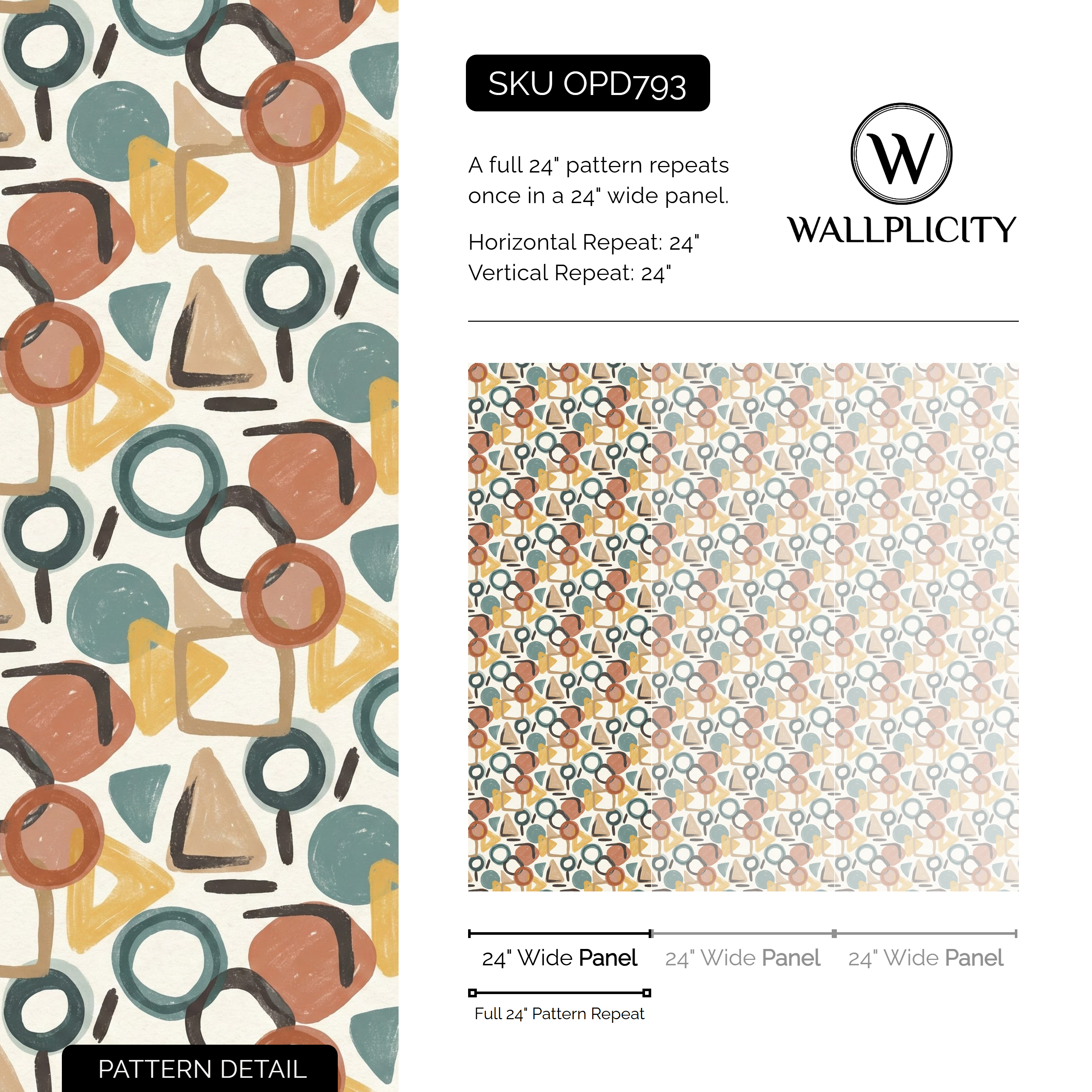 Mod Loop wallpaper pattern detail and repeat size