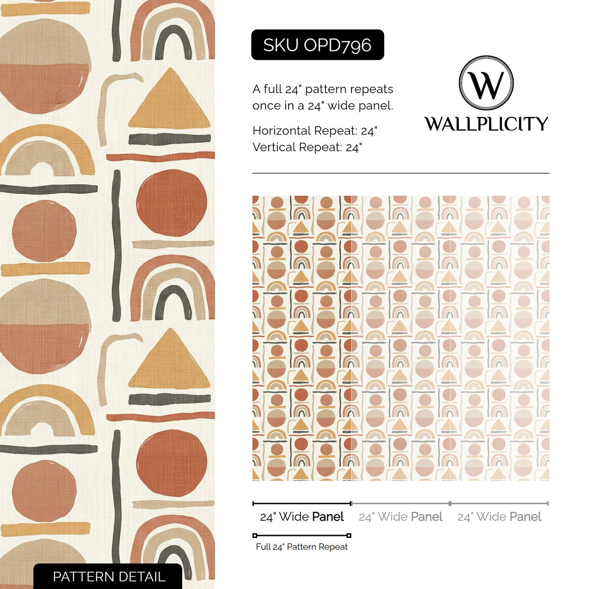 Terracotta Arch wallpaper pattern detail and repeat size