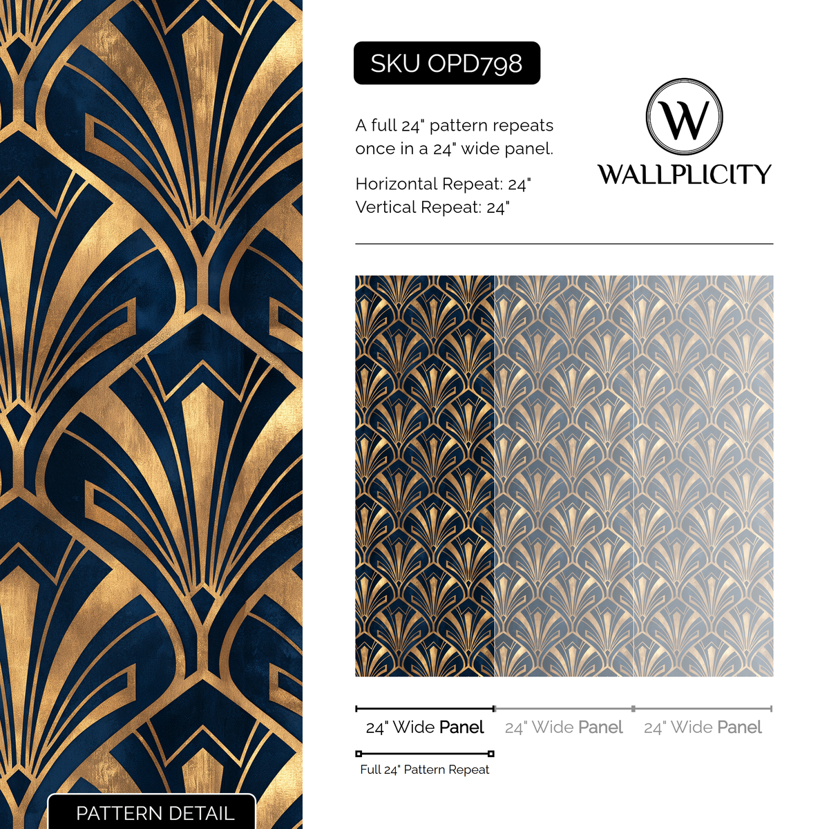 Midnight Plume wallpaper pattern detail and repeat size