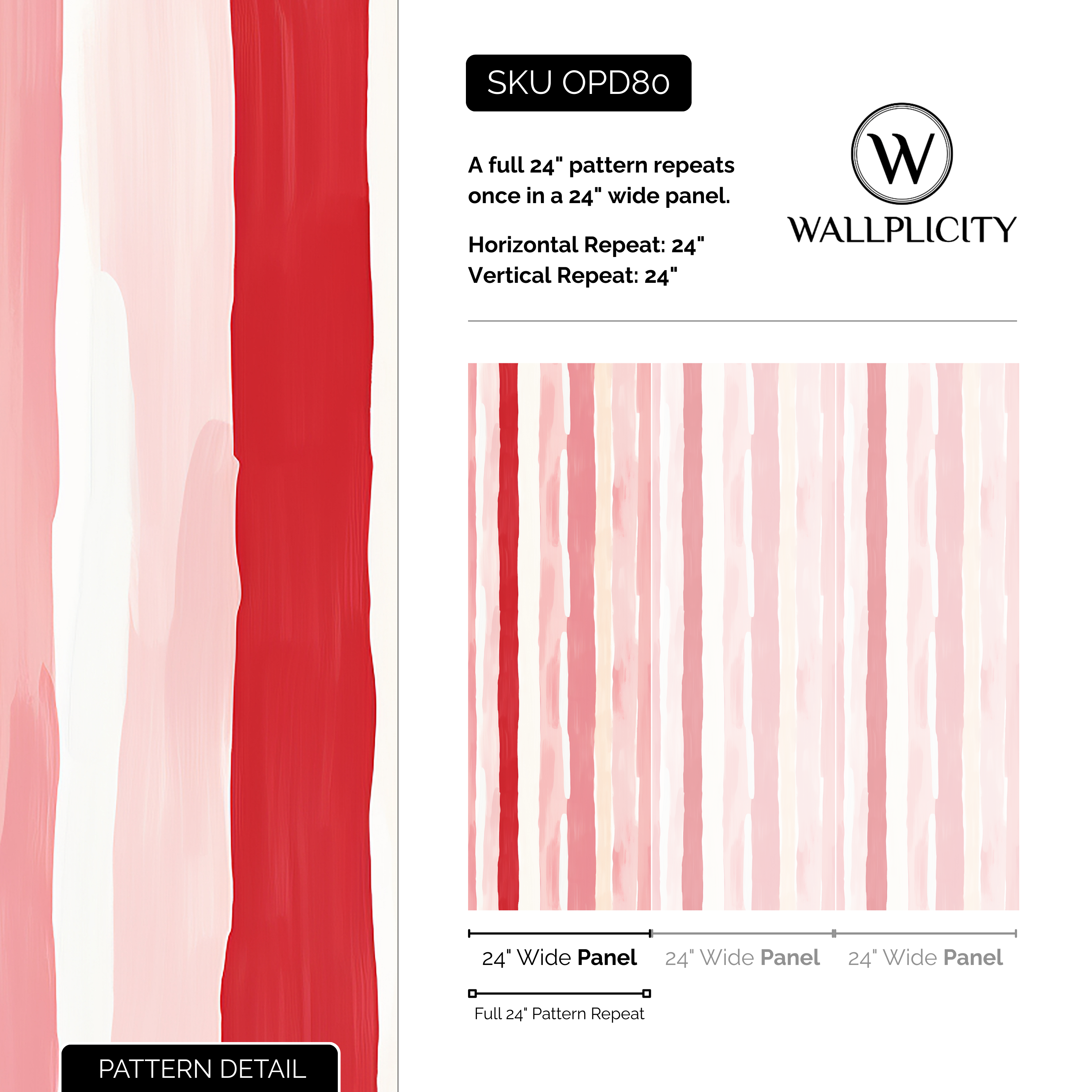 Taffy Stripe wallpaper pattern detail and repeat size