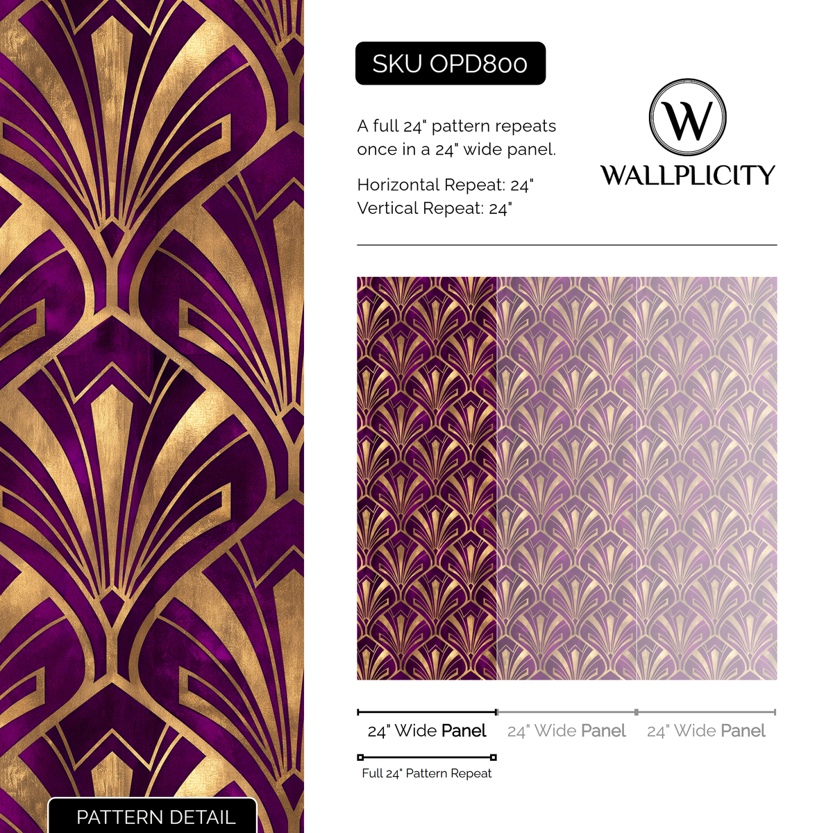 Orchid Plume wallpaper pattern detail and repeat size