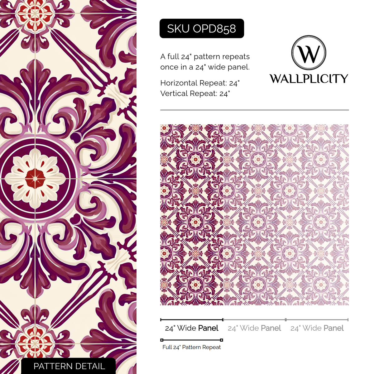 Coimbra Wine wallpaper pattern detail and repeat size