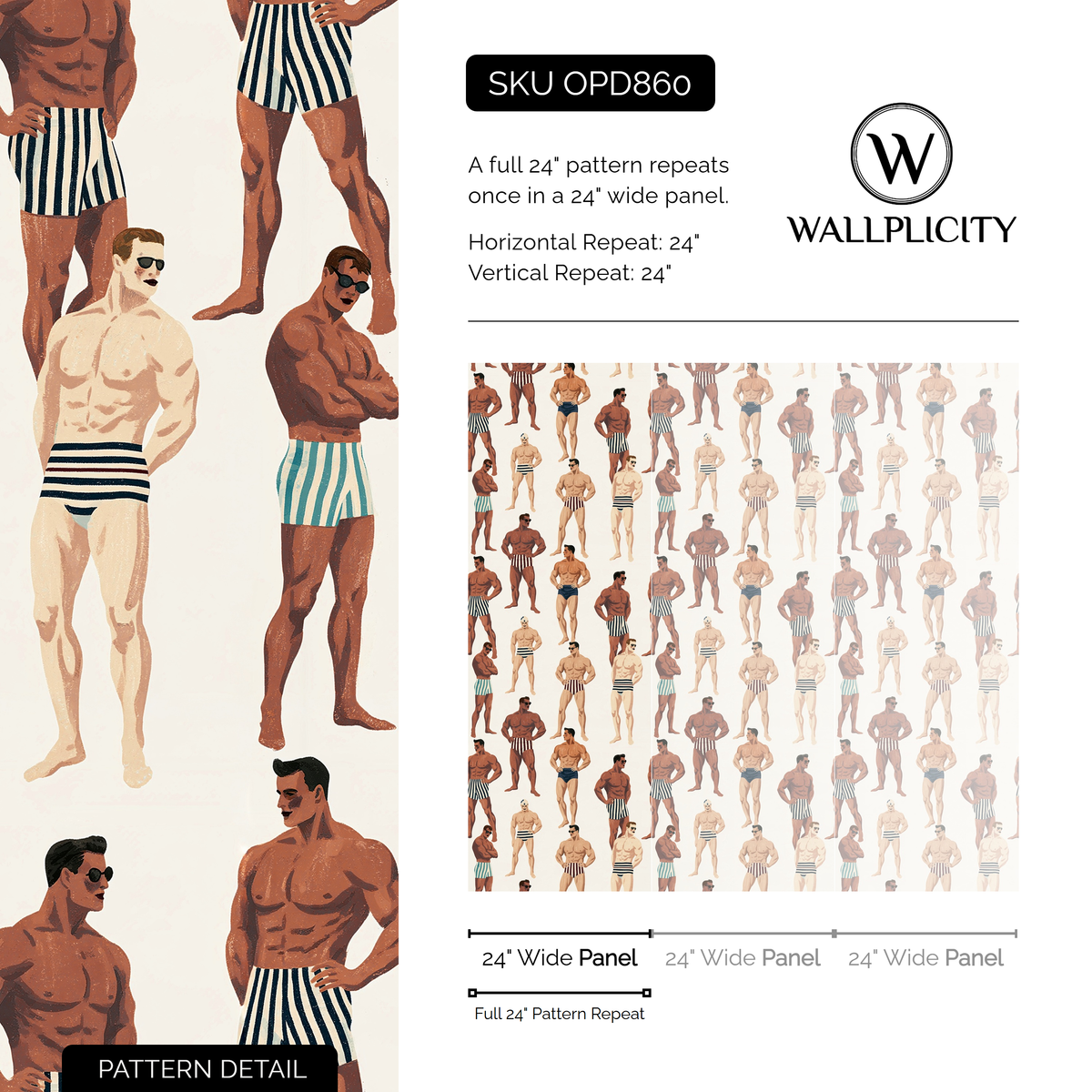 Riviera Club wallpaper pattern detail and repeat size