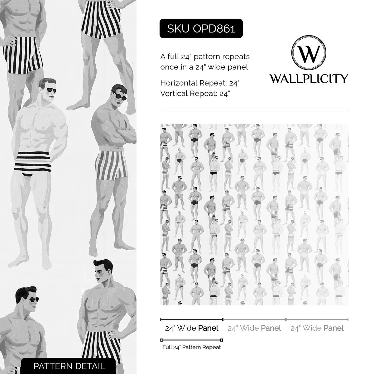 Cabana Noir wallpaper pattern detail and repeat size