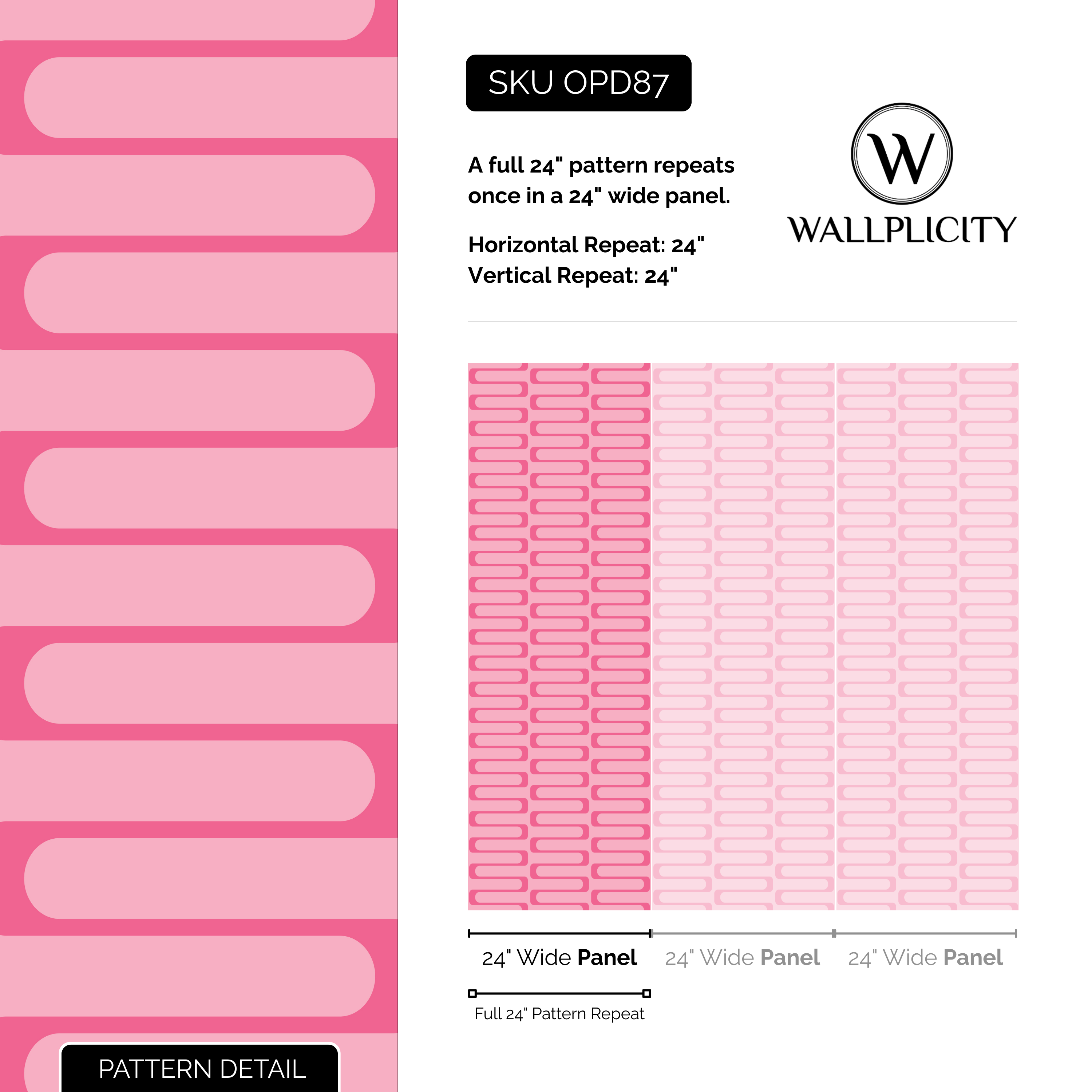 Palm Springs Pink wallpaper pattern detail and repeat size