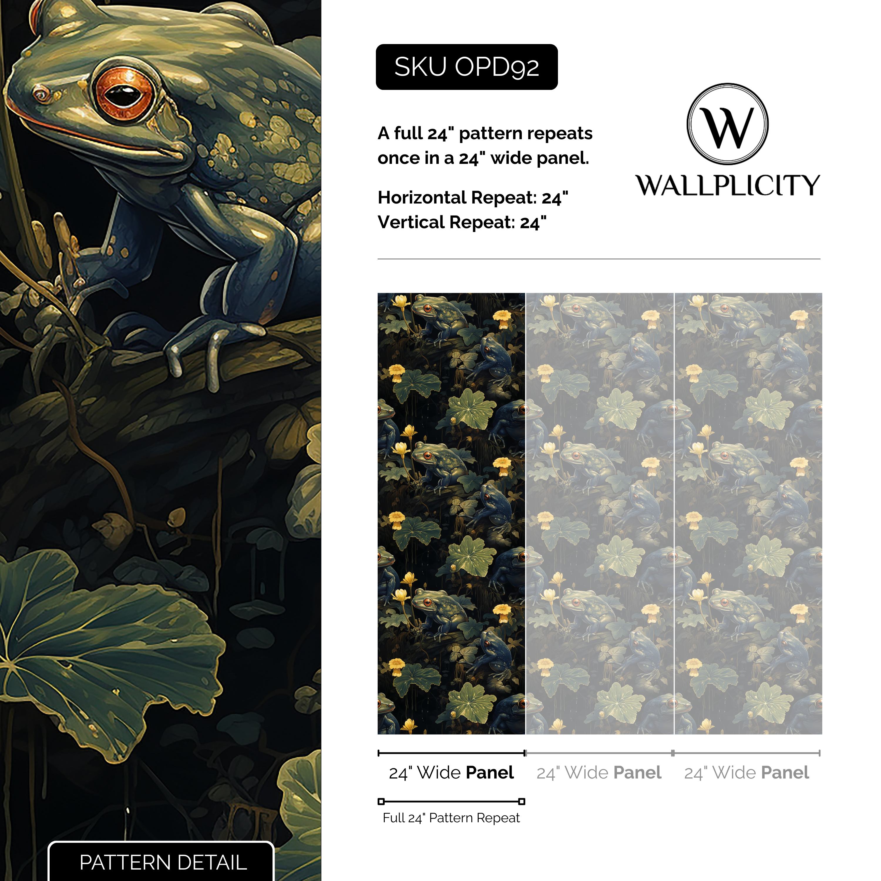 Pond Life wallpaper pattern detail and repeat size
