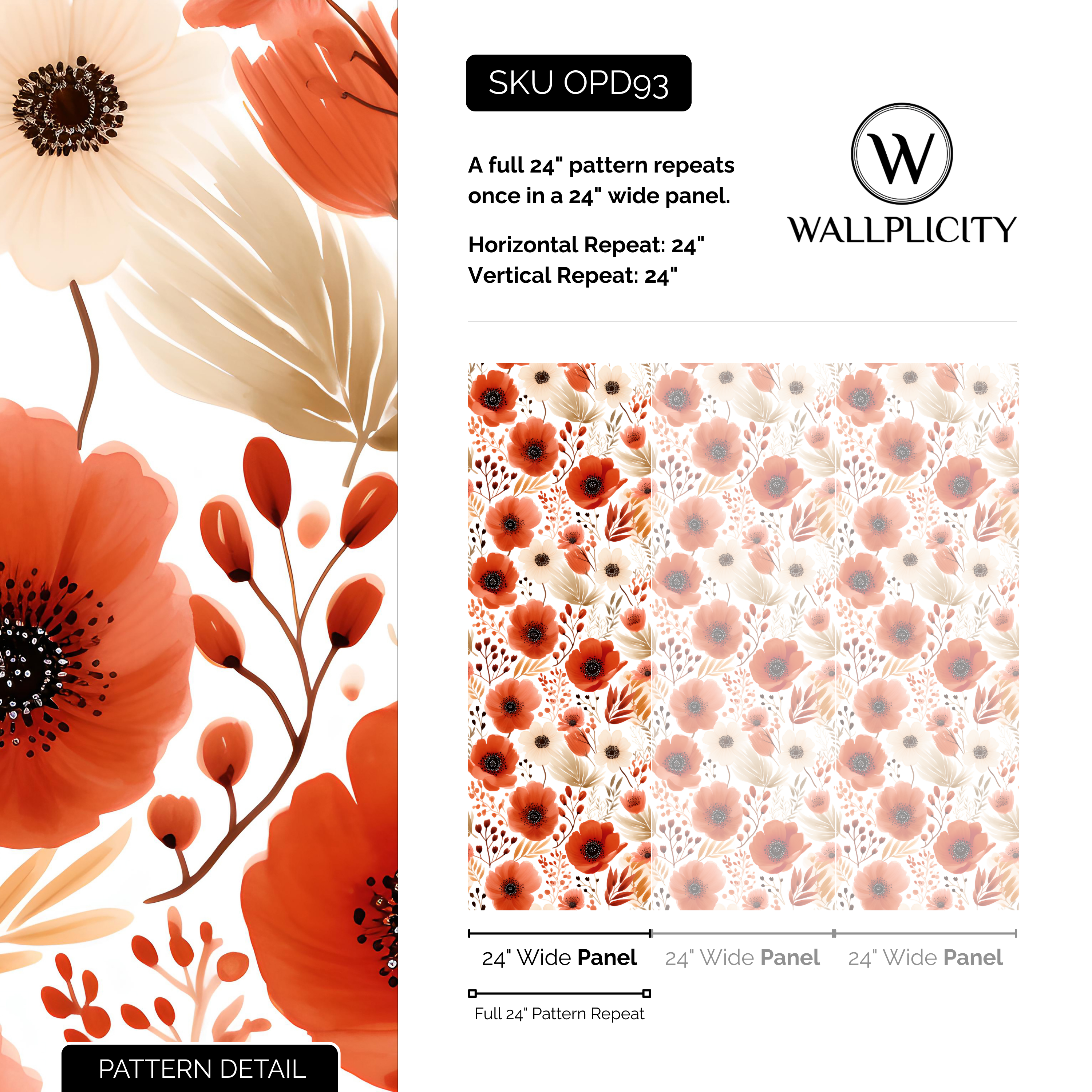 Homestead wallpaper pattern detail and repeat size
