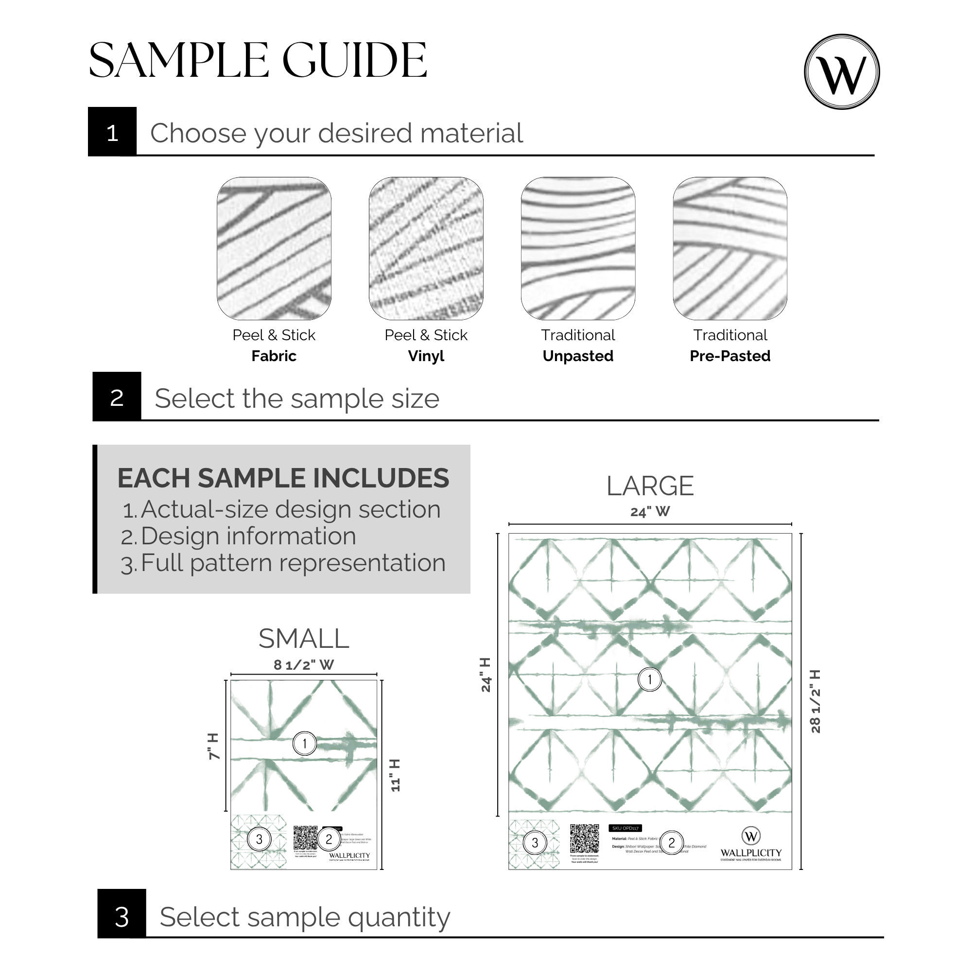 Sage Shibori wallpaper sample guide
