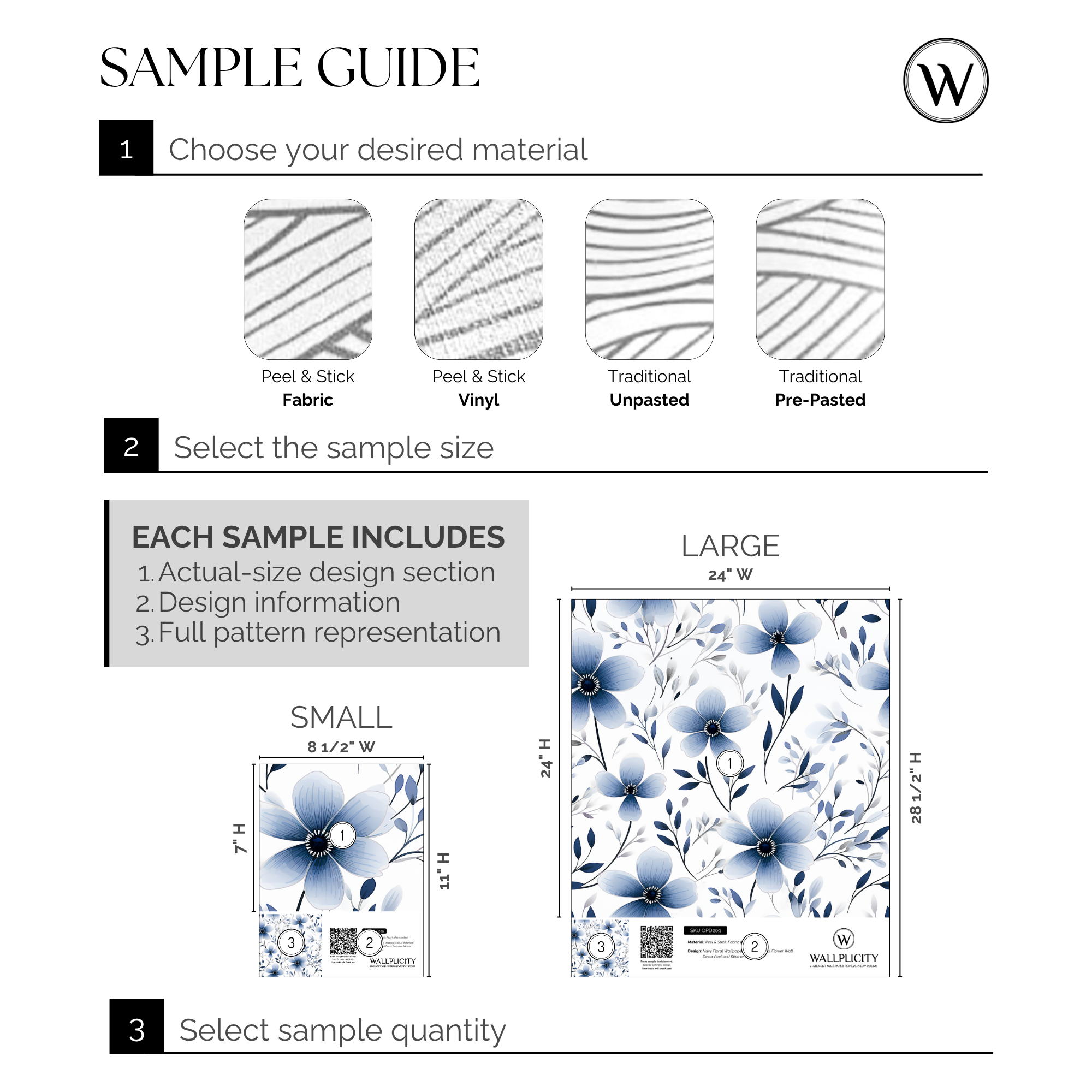 Indigo Bloom wallpaper sample guide