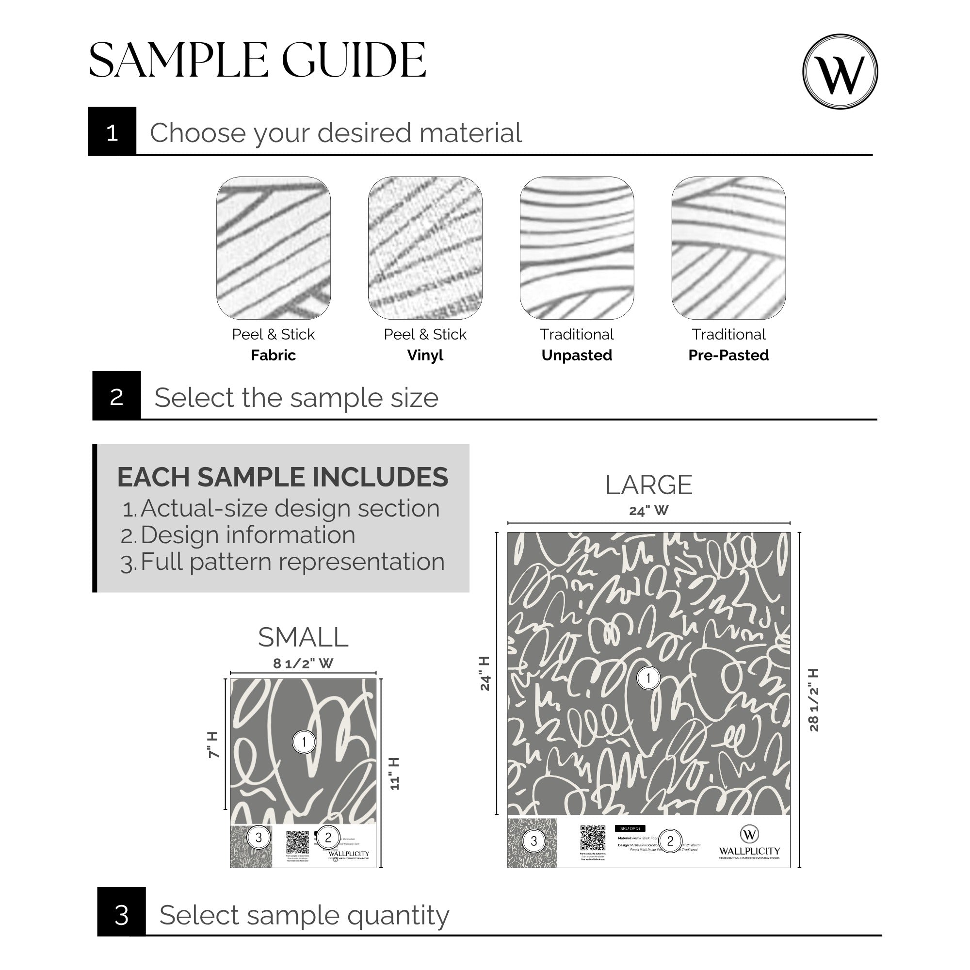 Graphite Doodle wallpaper sample guide