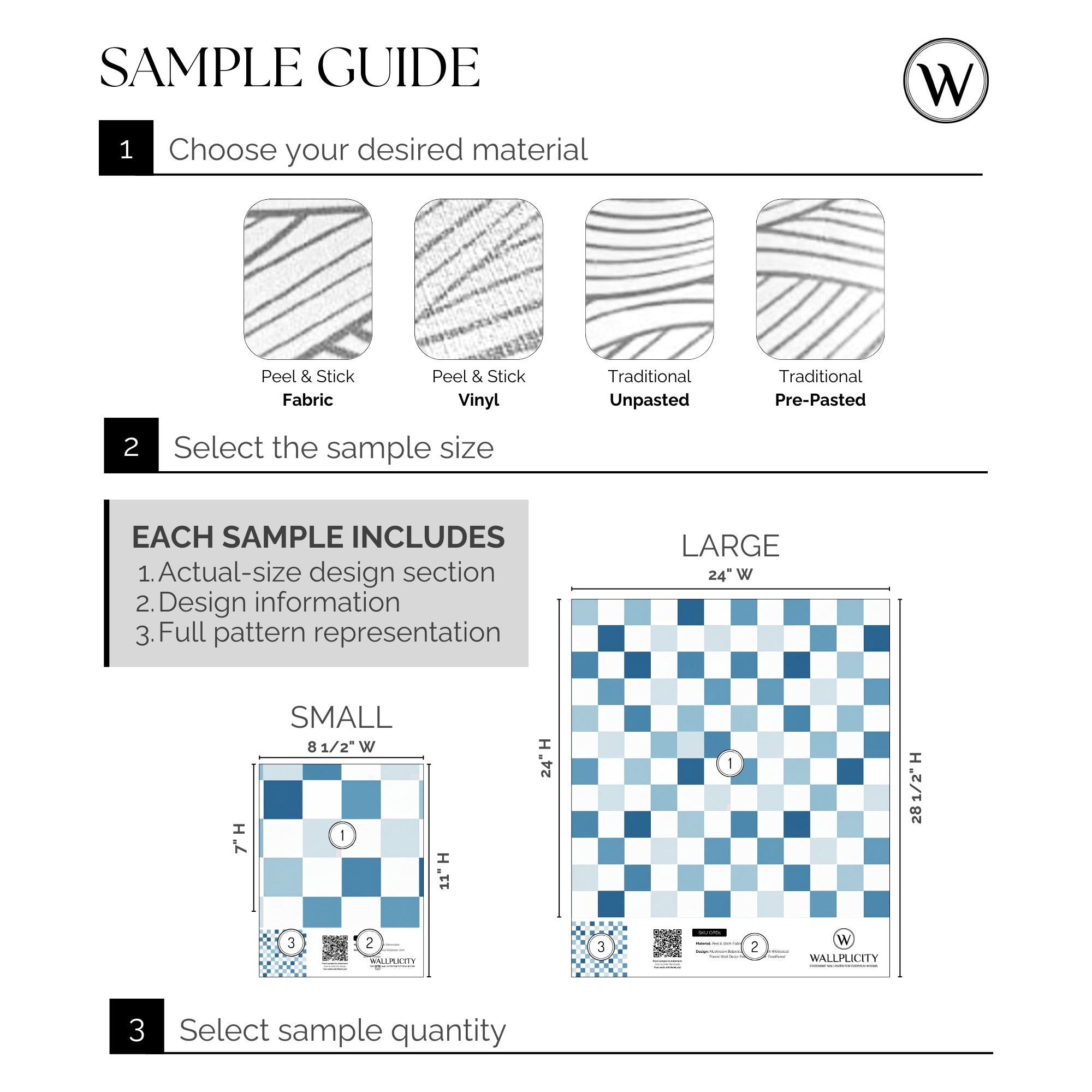 Blueberry Check wallpaper sample guide