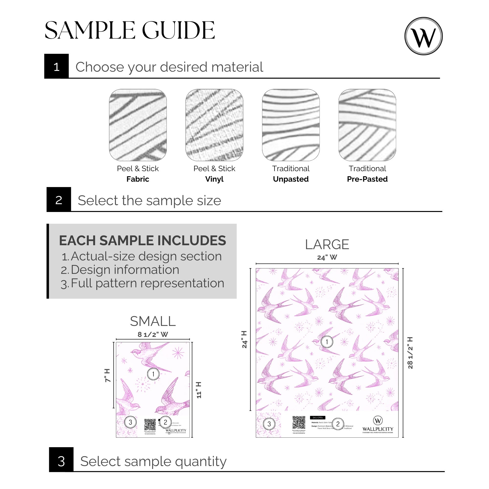 Swallow & Star wallpaper sample guide