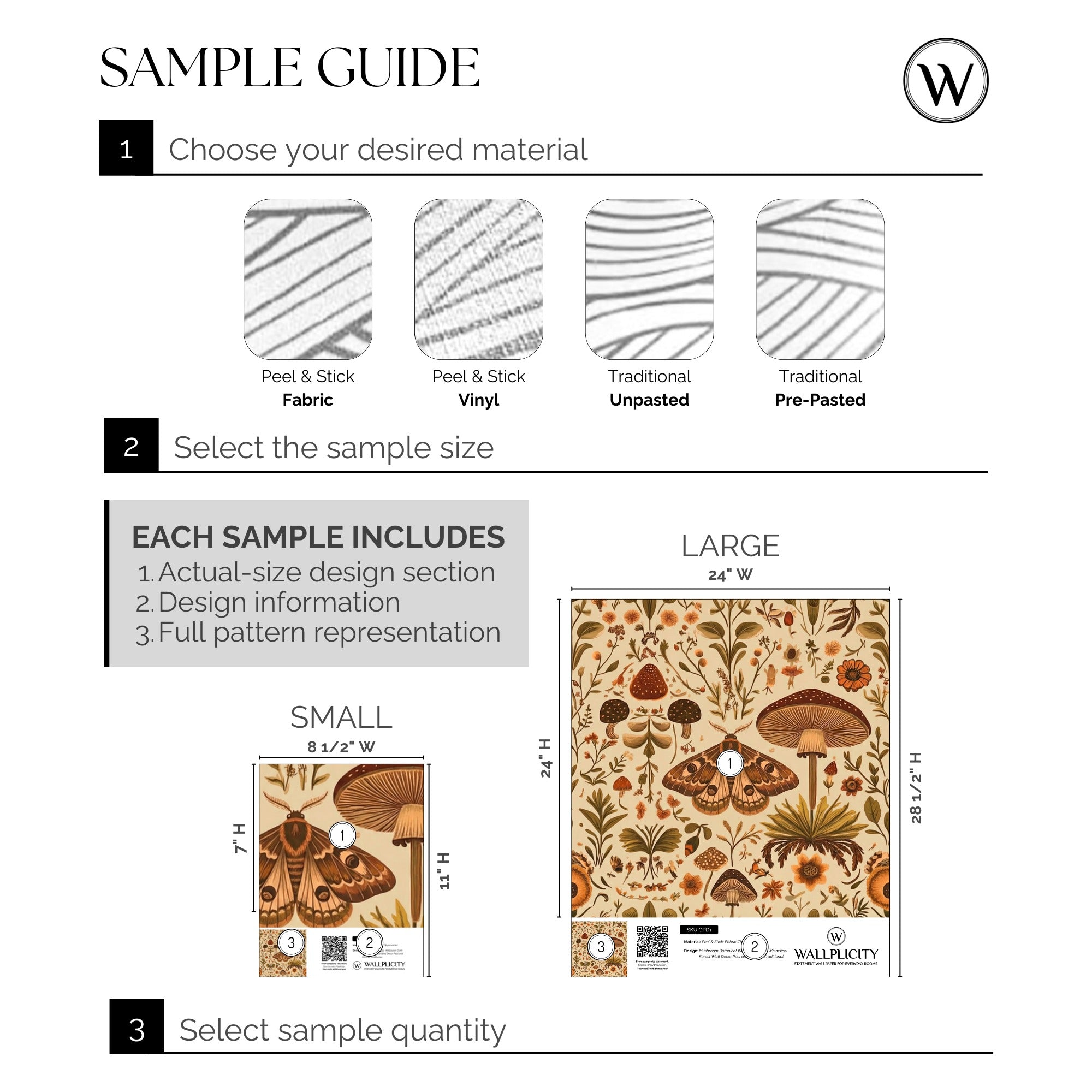 Moth & Mushroom wallpaper sample guide