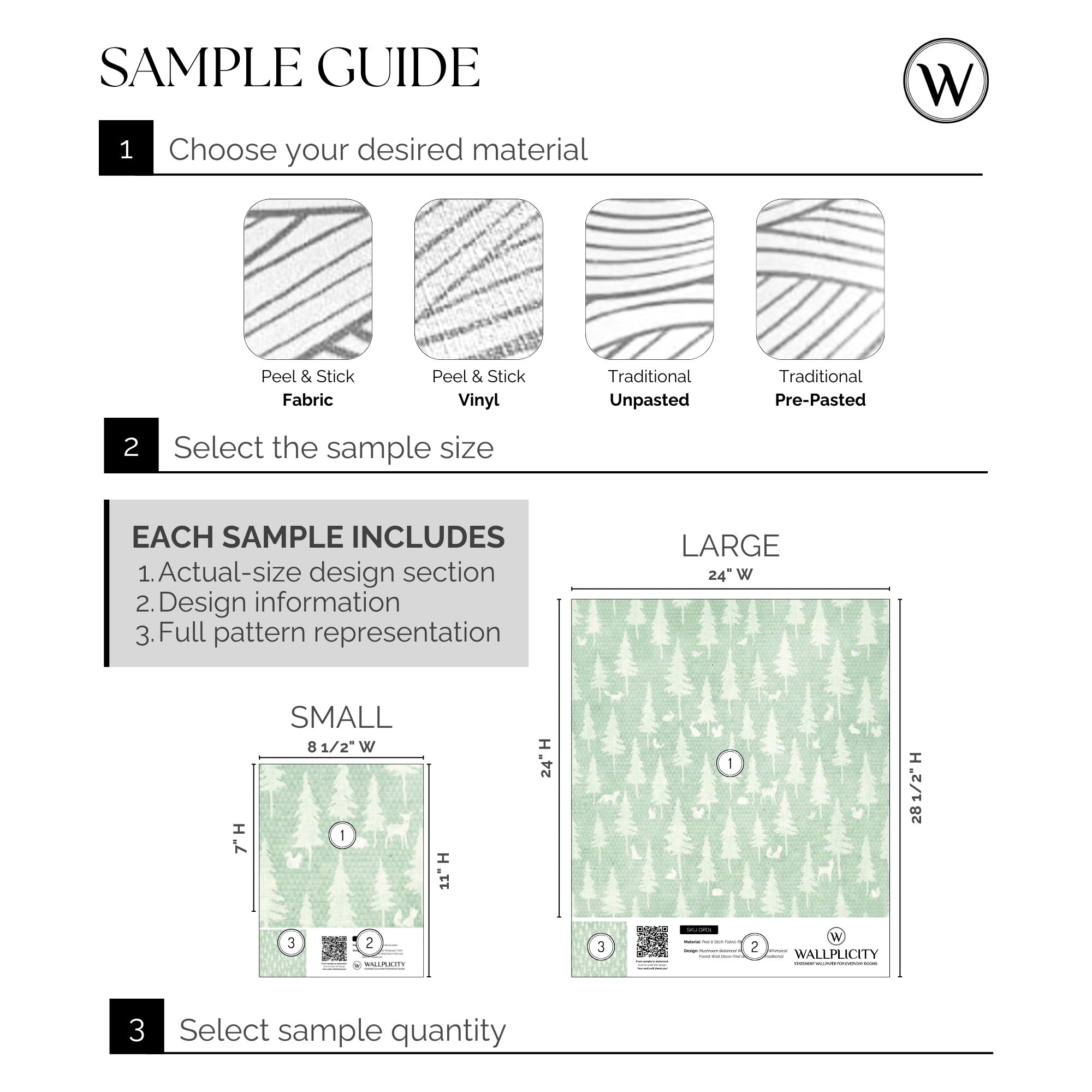 Sage Woodland wallpaper sample guide