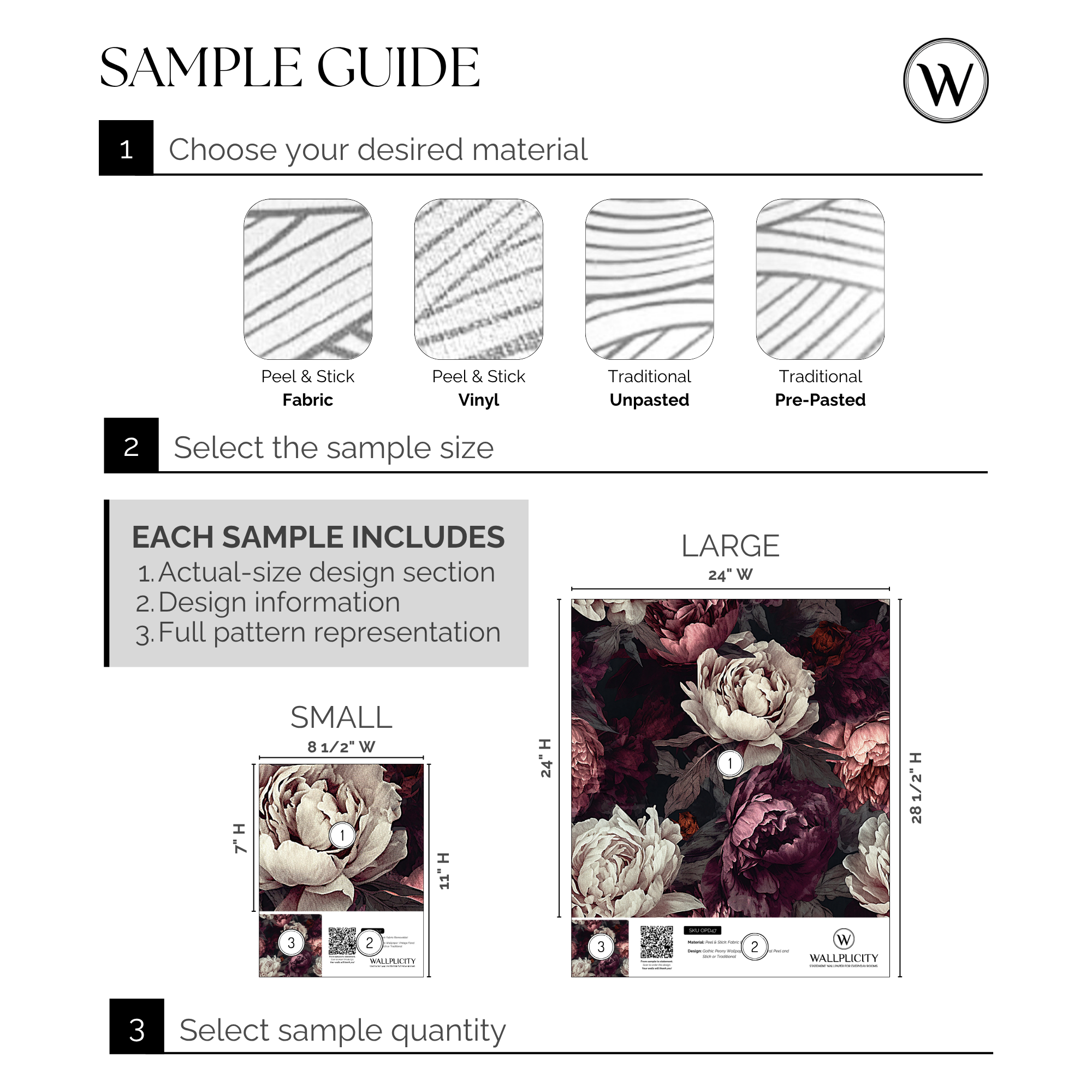 Raven Peony wallpaper sample guide