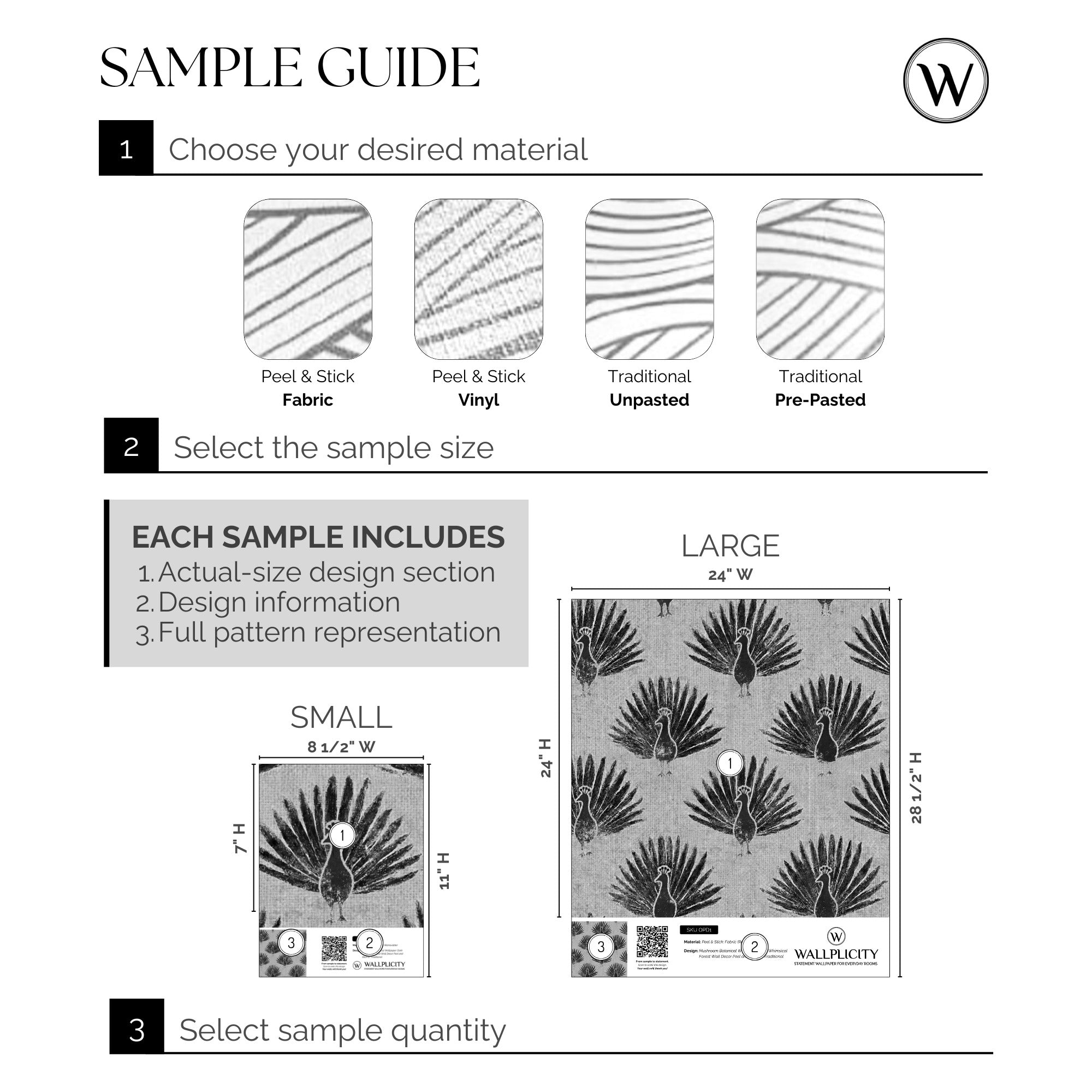 Peacock Noir wallpaper sample guide