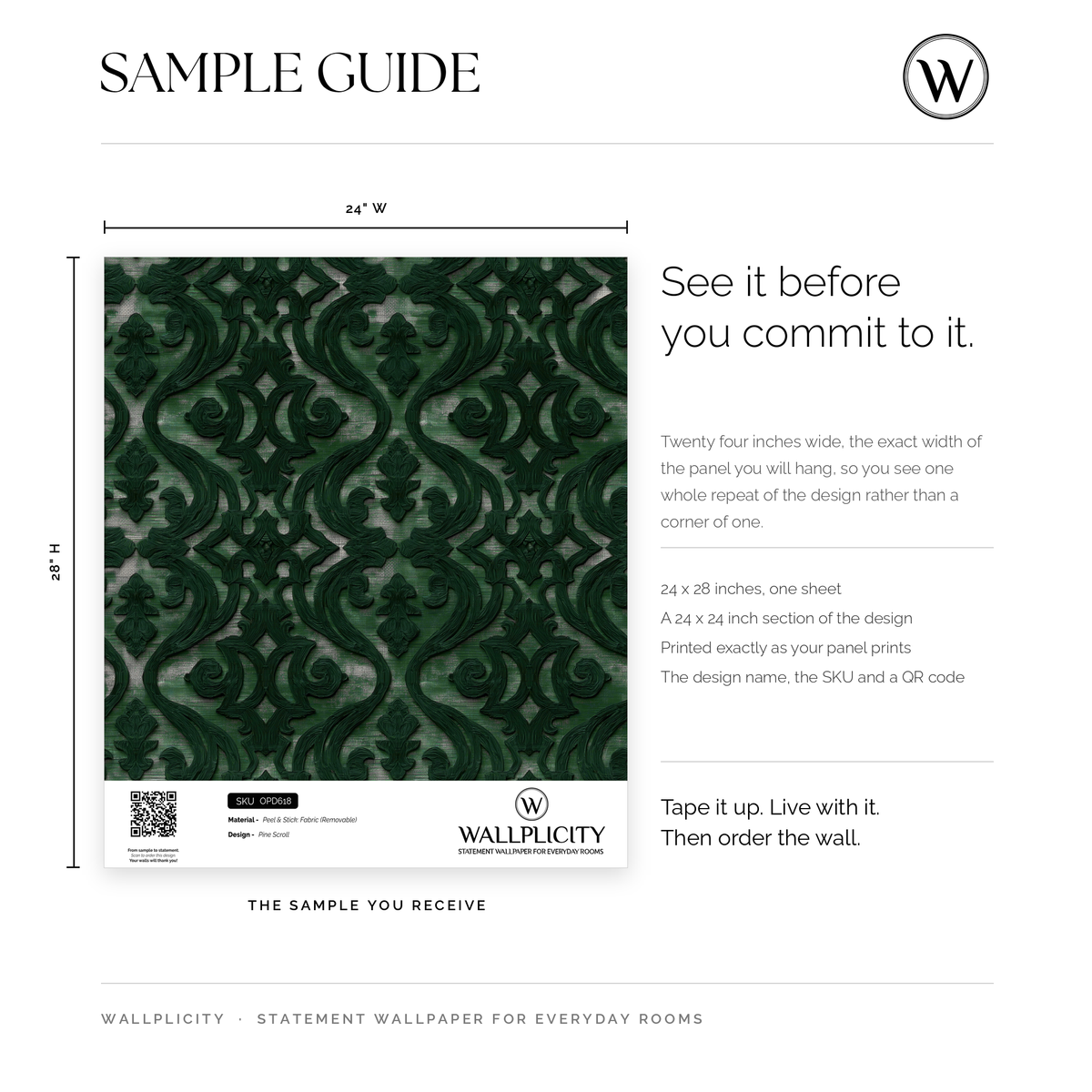 Pine Scroll wallpaper sample guide