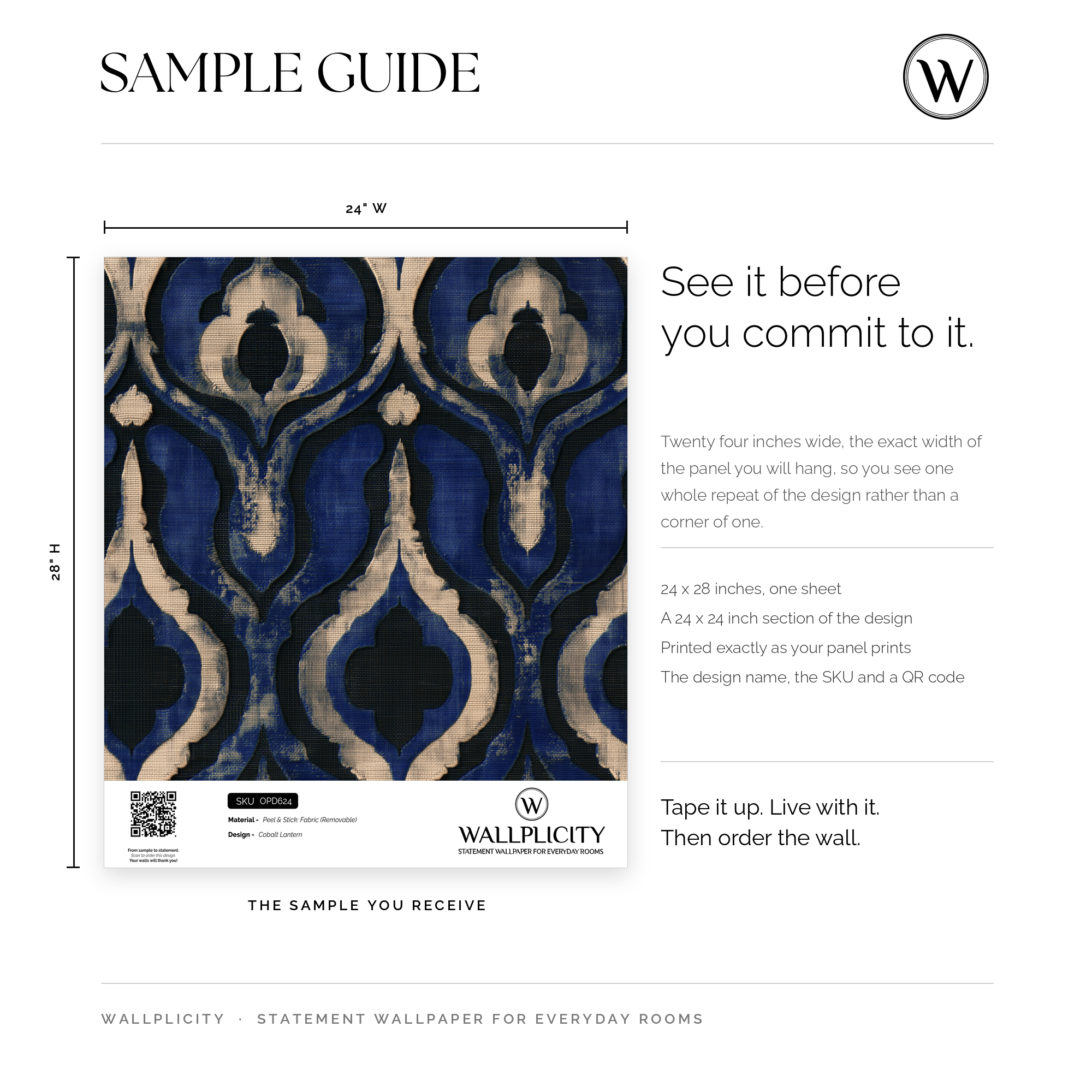 Cobalt Lantern wallpaper sample guide