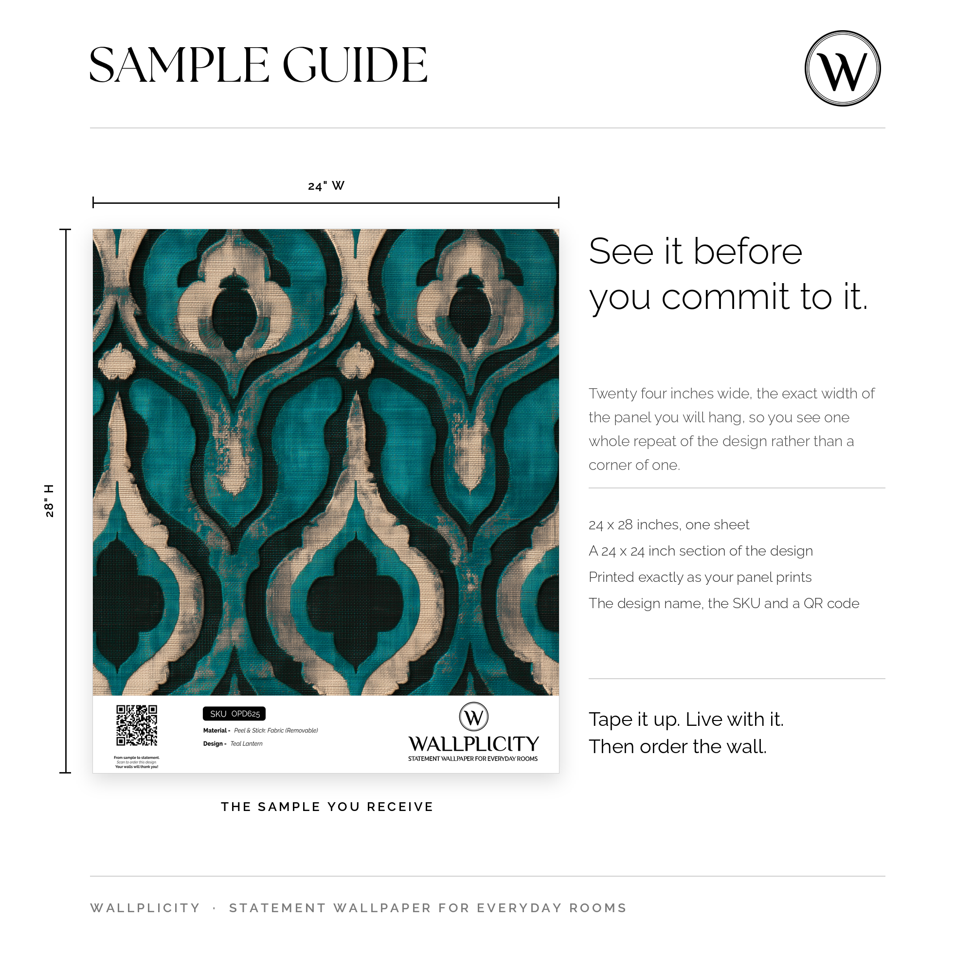 Teal Lantern wallpaper sample guide