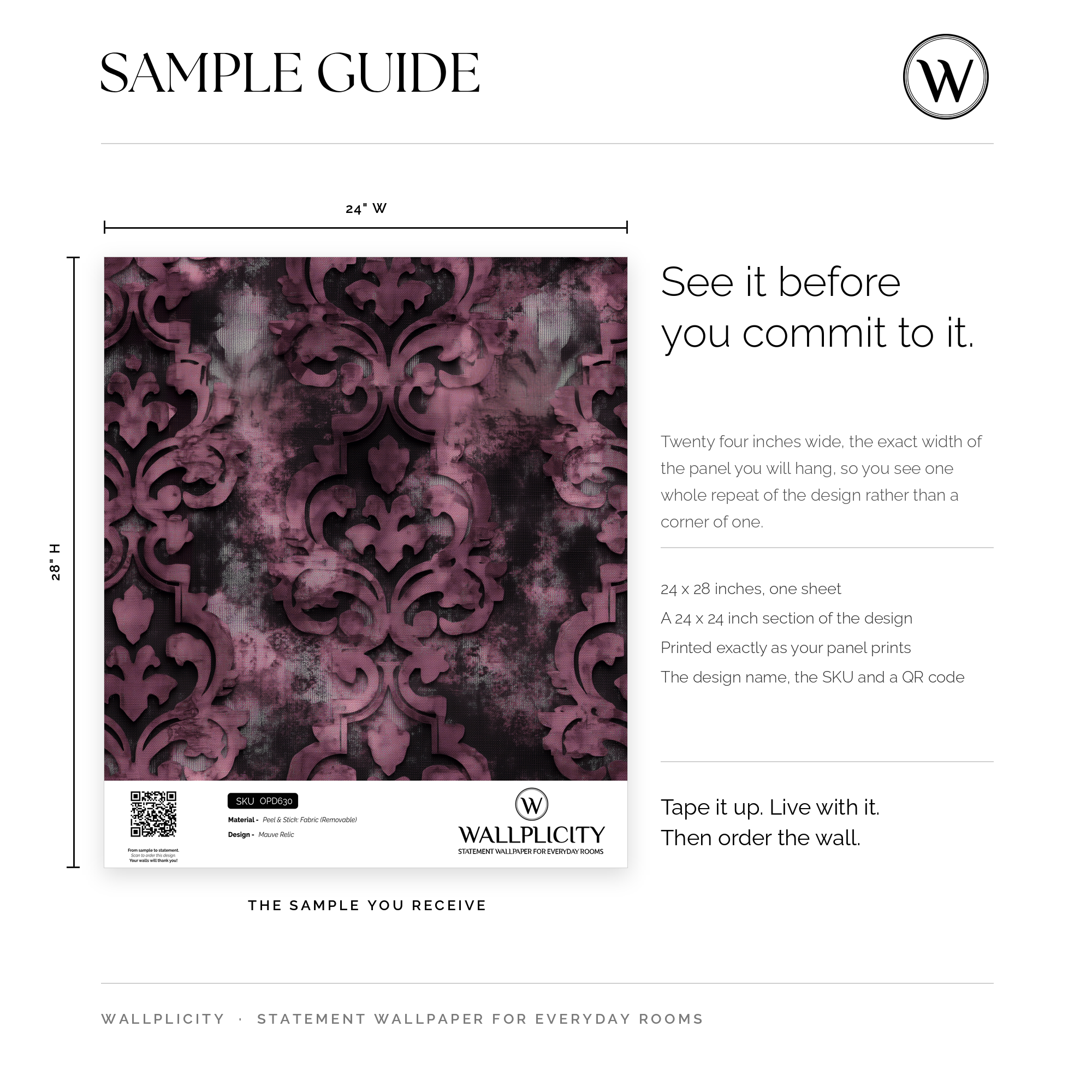 Mauve Relic wallpaper sample guide
