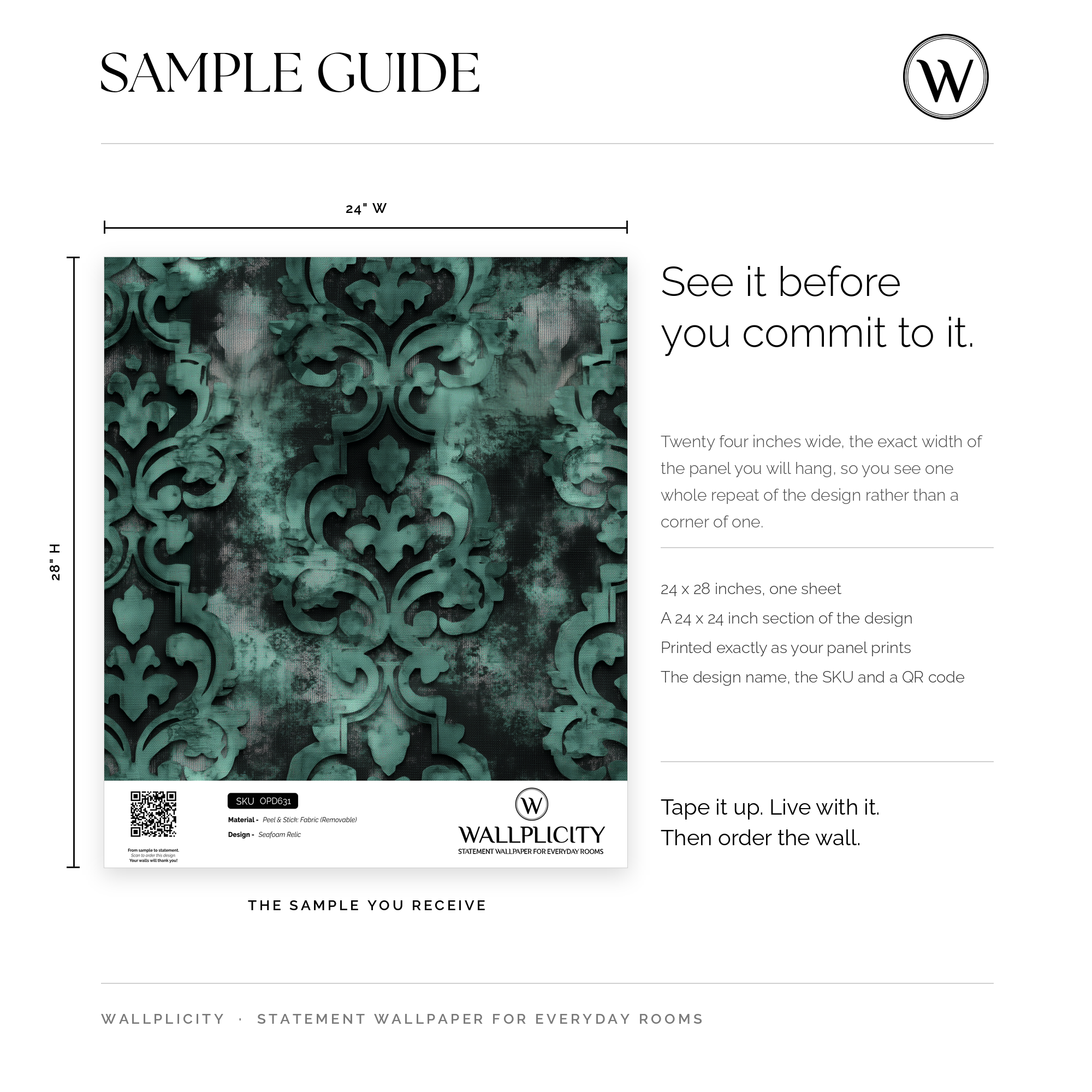 Seafoam Relic wallpaper sample guide