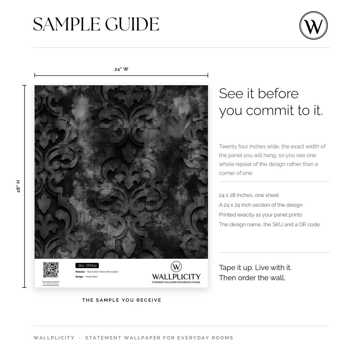 Pewter Relic wallpaper sample guide
